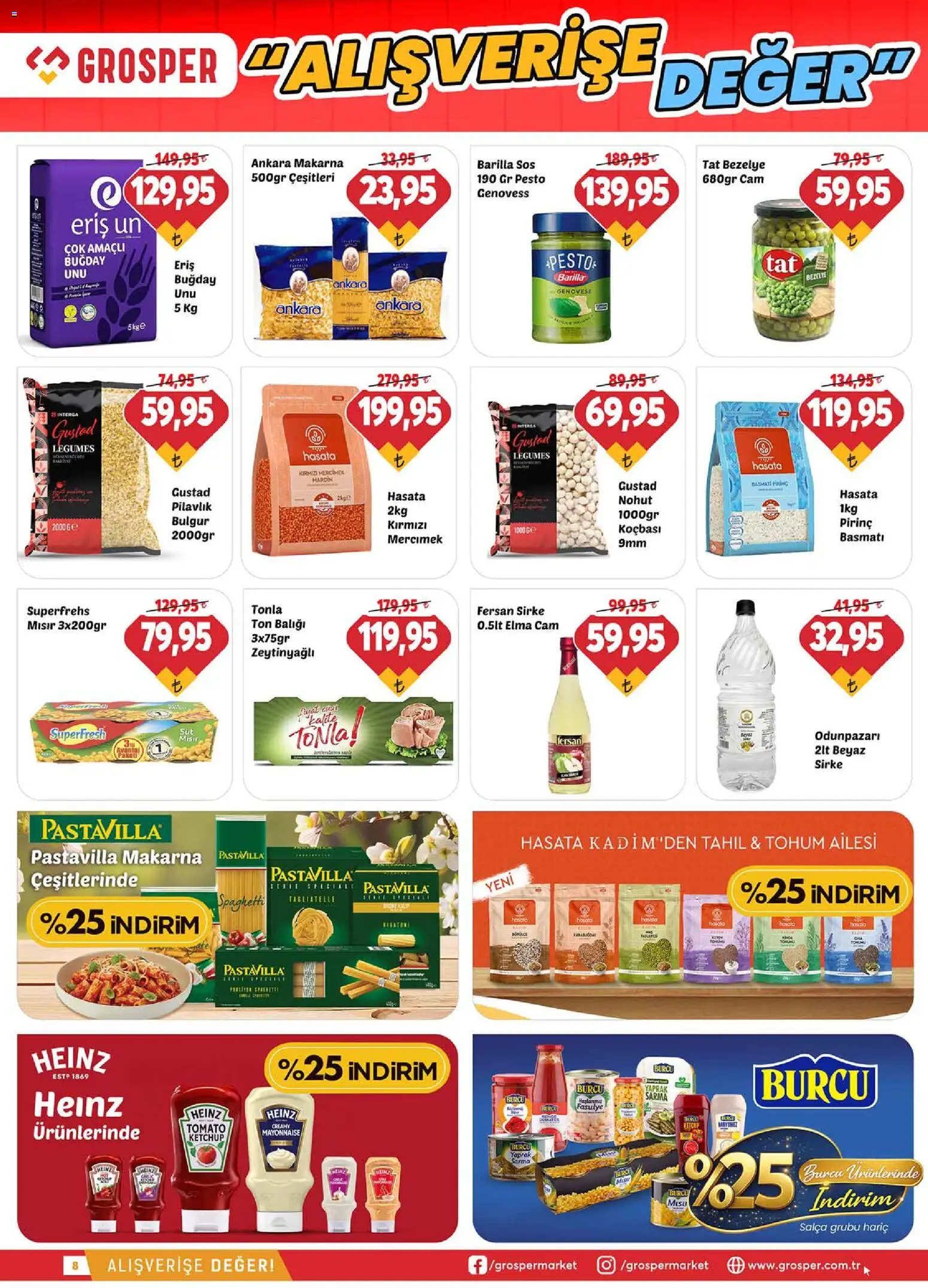 Grosper Katalog - 06.05.2026 tarihinden itibaren geçerlidir | Sayfa: 8 | Ürünler: Fasulye, Ravioli, Elma, Tahıl