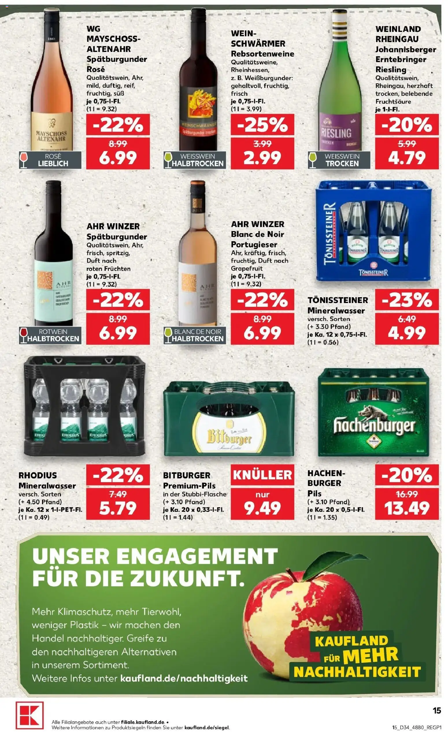 Prospekt Kaufland ab 20.08.2026 » Angebote Online zum Blättern | Seite: 15 | Produkte: Bitburger, Weißwein, Grapefruit, Wein
