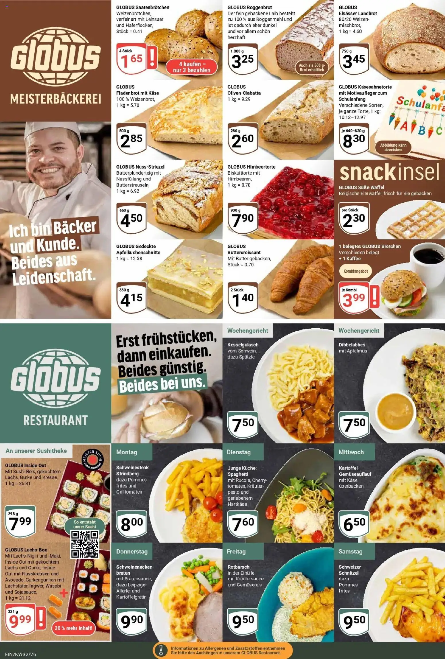 Globus Prospekt Homburg-Einöd (ab 03.08.2026) » Angebote online | Seite: 11 | Produkte: Butter, Käse, Lachs, Brot