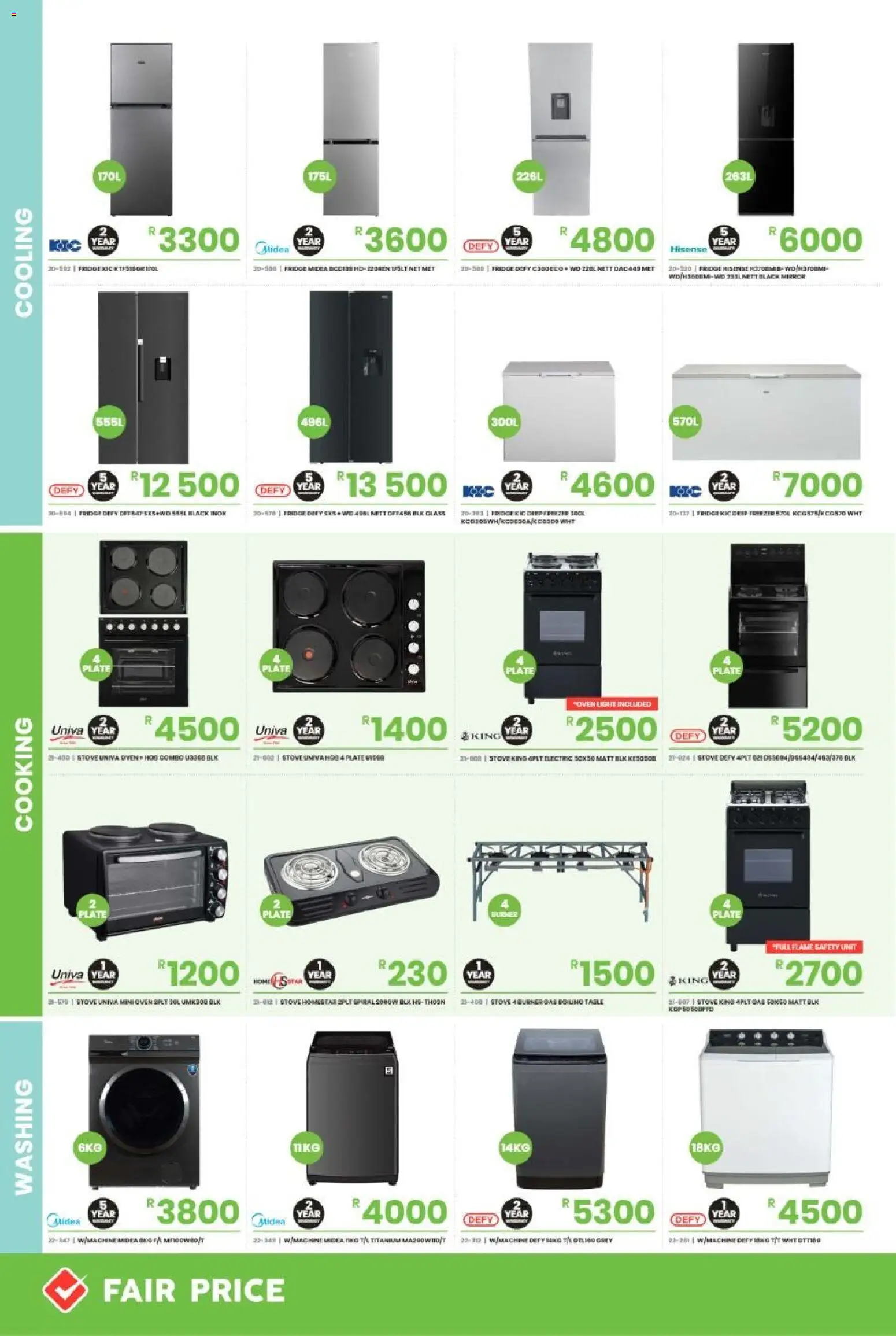 New Fair Price catalogue – valid from 01/09/2026 | Page: 2 | Products: Freezer, Stove, Fridge, Light
