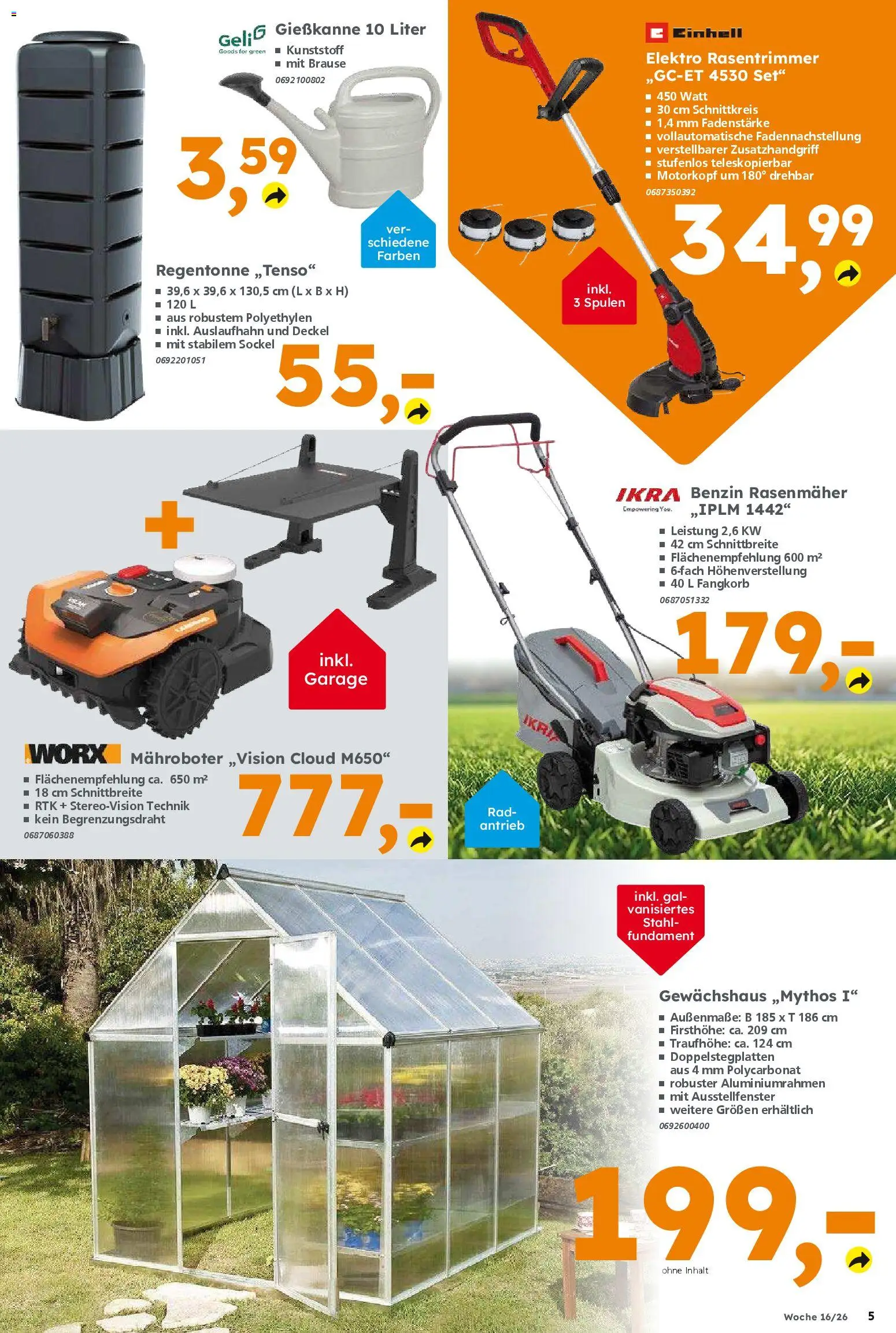 Globus Baumarkt Prospekt 	 – gültig ab 13.04.2026 | Seite: 5 | Produkte: Rasenmäher