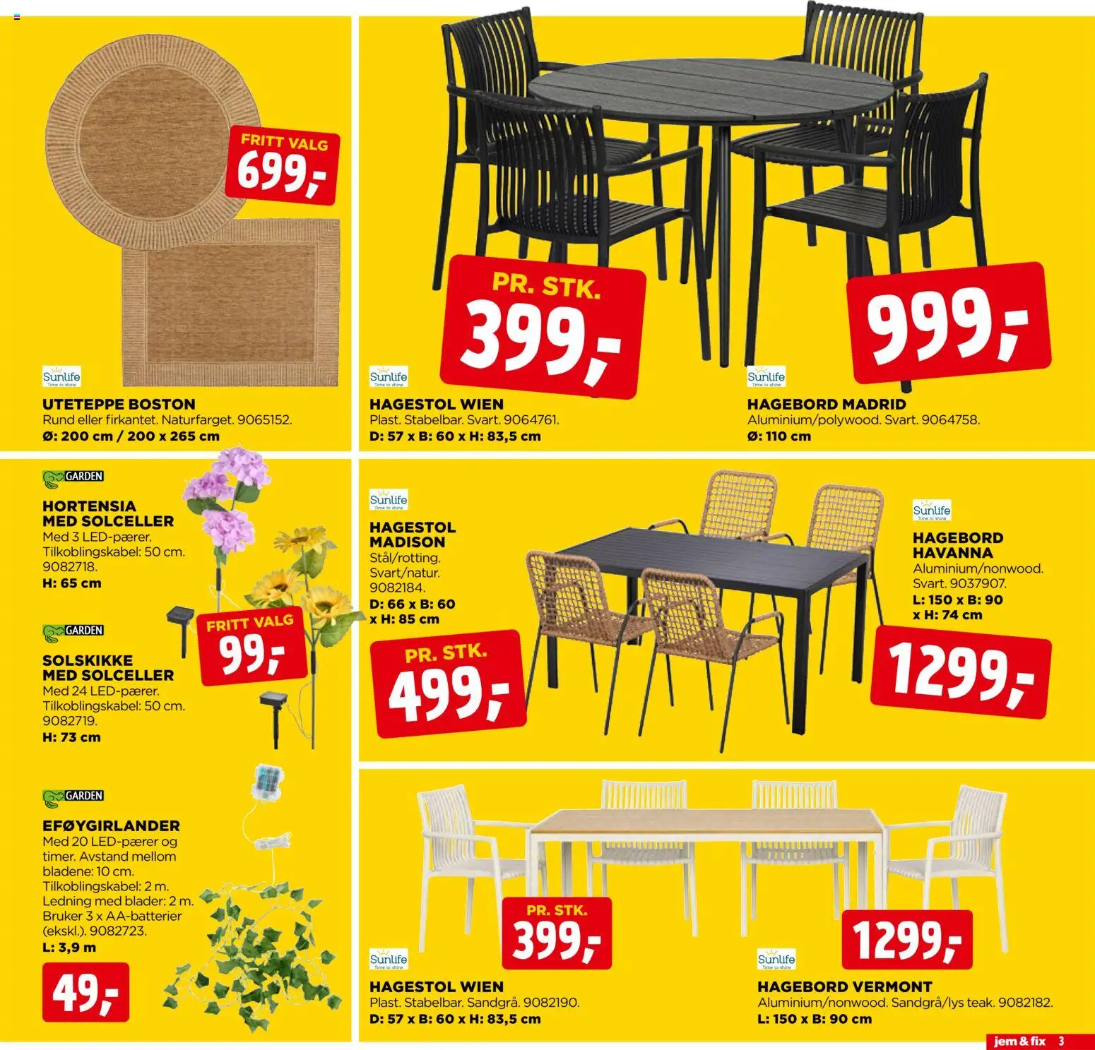 {H1} | Side: 3 | Produkter: Ledning, Hagebord, Hagestol