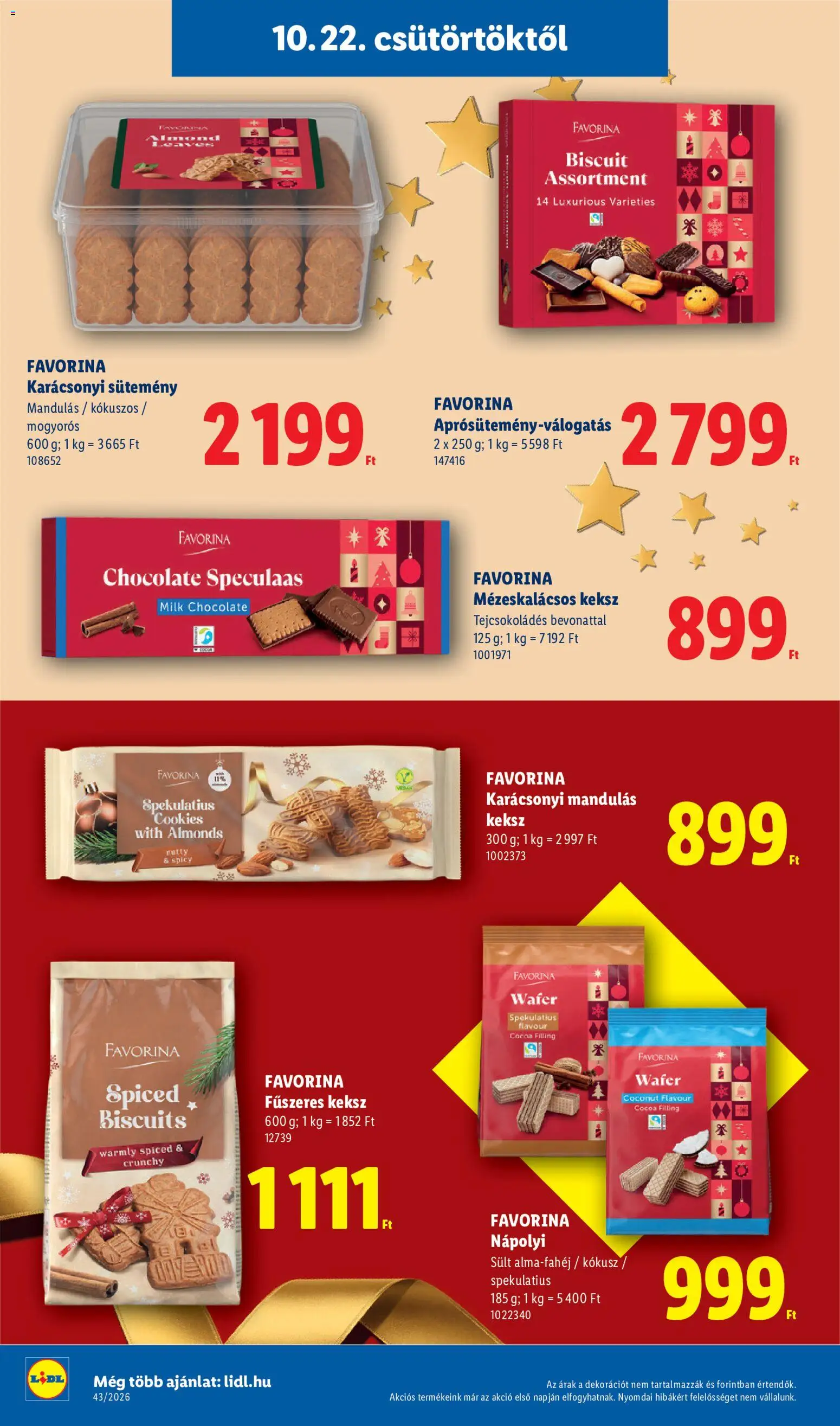 Lidl akciós ujság - amely érvényes a következő dátumtól: 2026.10.22. | Oldal: 4 | Termékek: Sült, Sütemény, Wafers, Keksz
