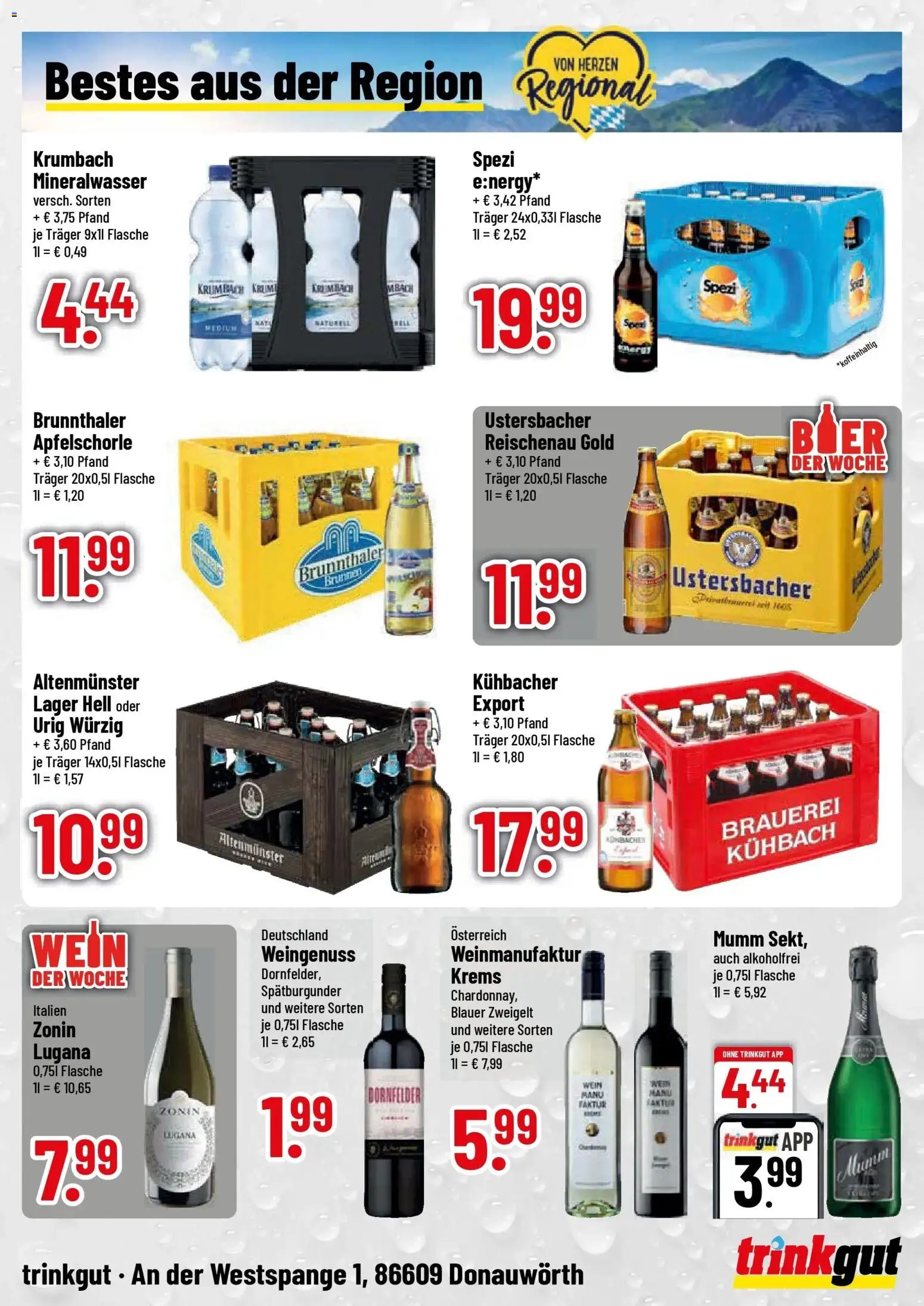 Trinkgut Prospekt Donauwörth – gültig ab 10.08.2026 | Seite: 4 | Produkte: Mineralwasser, Wein