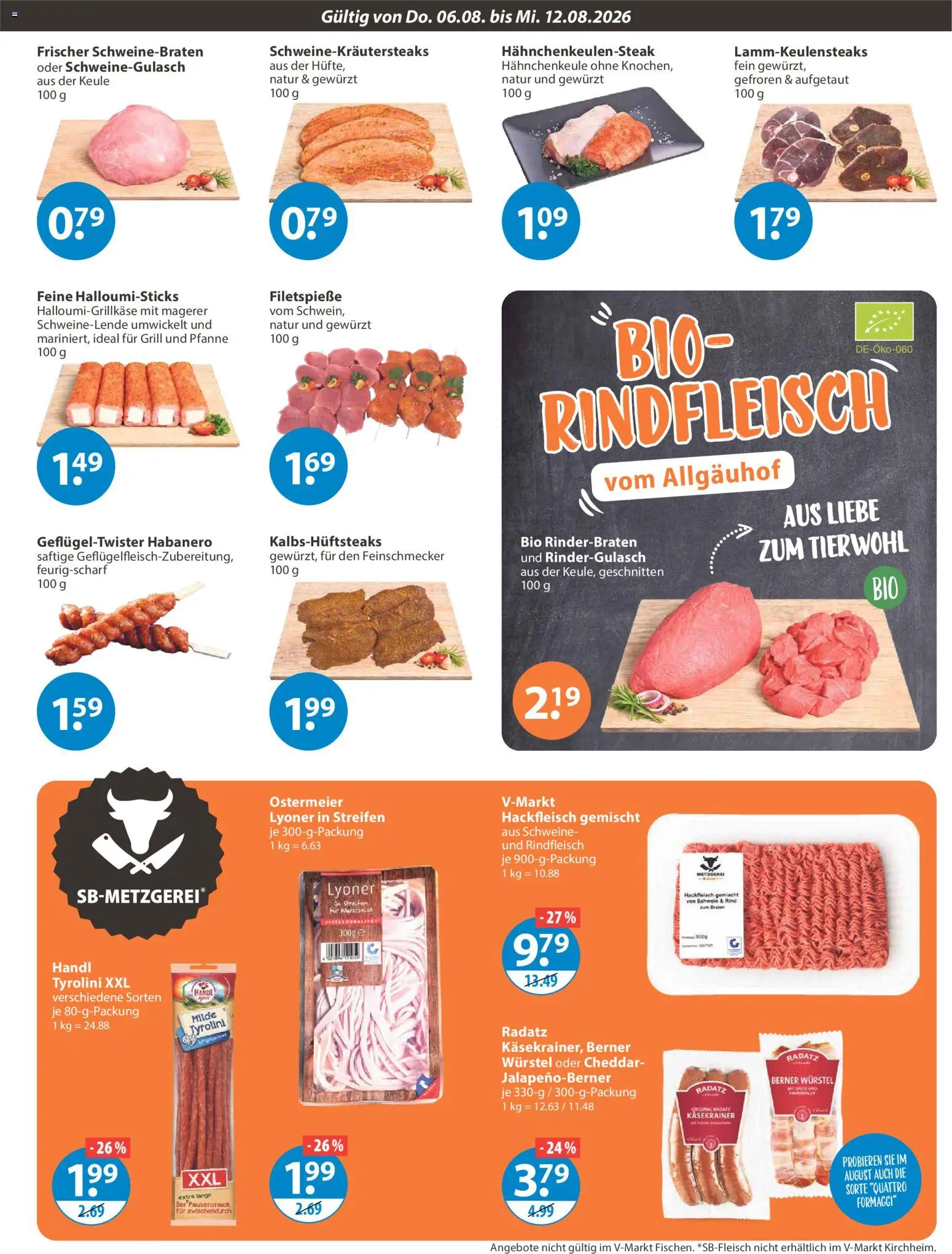 V-Markt Angebote – gültig ab 06.08.2026 | Seite: 3 | Produkte: Grill, Rindergulasch, Rindfleisch, Hackfleisch