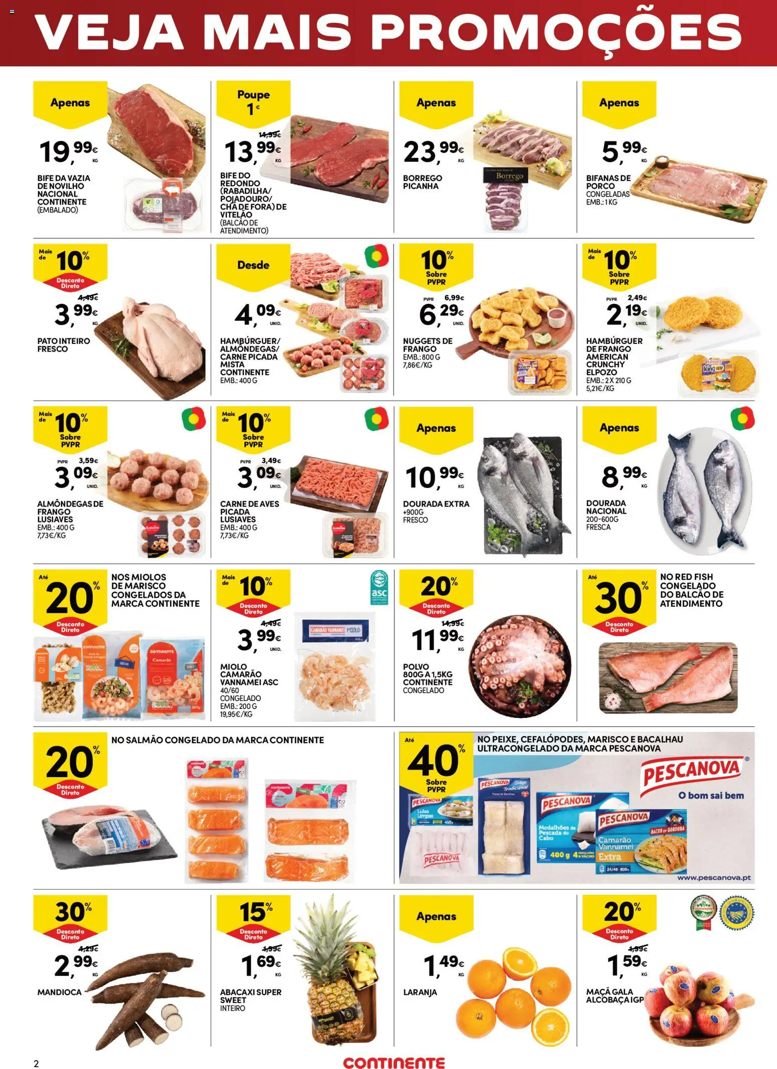 Continente Fim de Semana à Continente │ válido de 25/09/2026 | Página: 2 | Produtos: Dourada, Camarão, Carne, Abacaxi