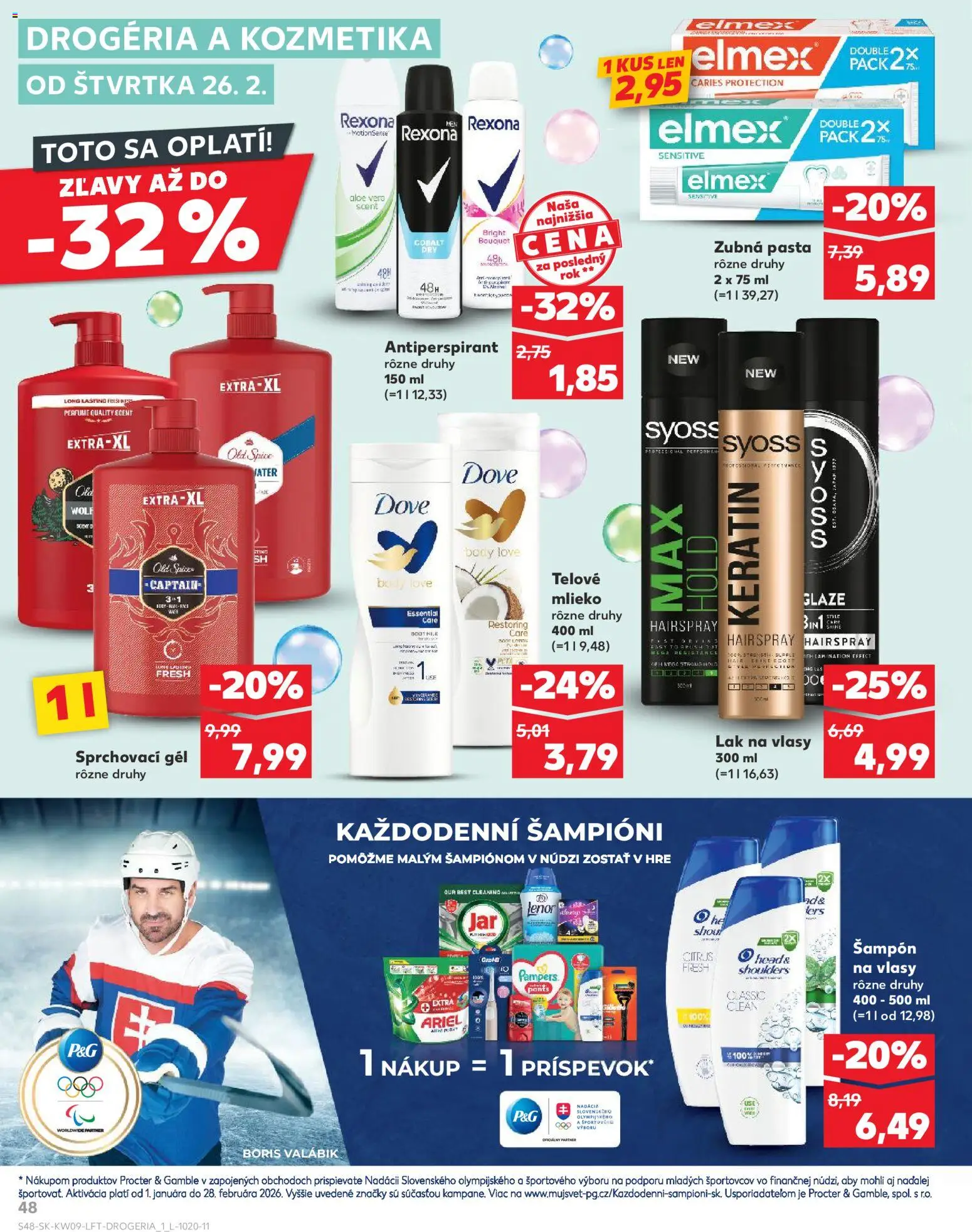 Nové Kaufland akcie – leták je platný od 26.02.2026 | Strana: 48 | Produkty: Antiperspirant, Zubná pasta, Head & Shoulders, Lenor