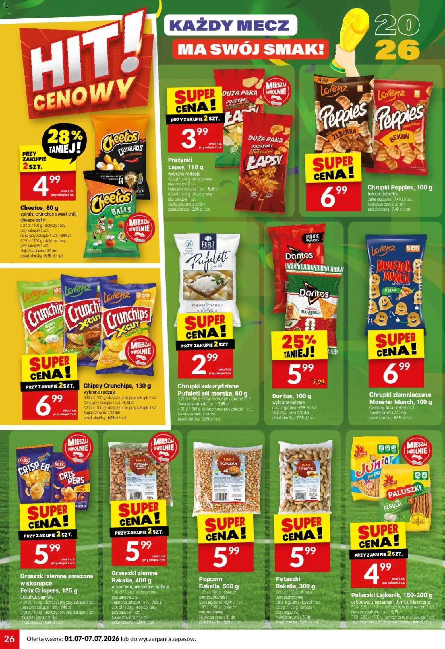 Twój Market gazetka od 01.07.2026 | Strona: 26 | Produkty: Chipsy, Chrupki, Bekon, Orzeszki ziemne
