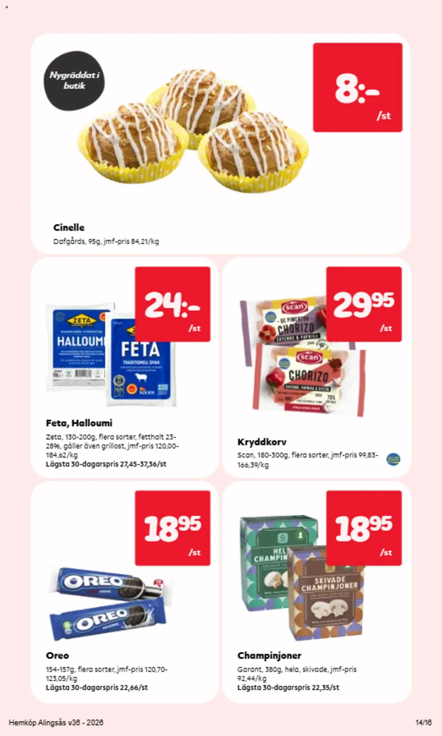 Hemköp reklamblad aktuell från 31/08/2026 | Sida: 11 | Produkter: Galler, Oreo, Champinjoner, Chorizo