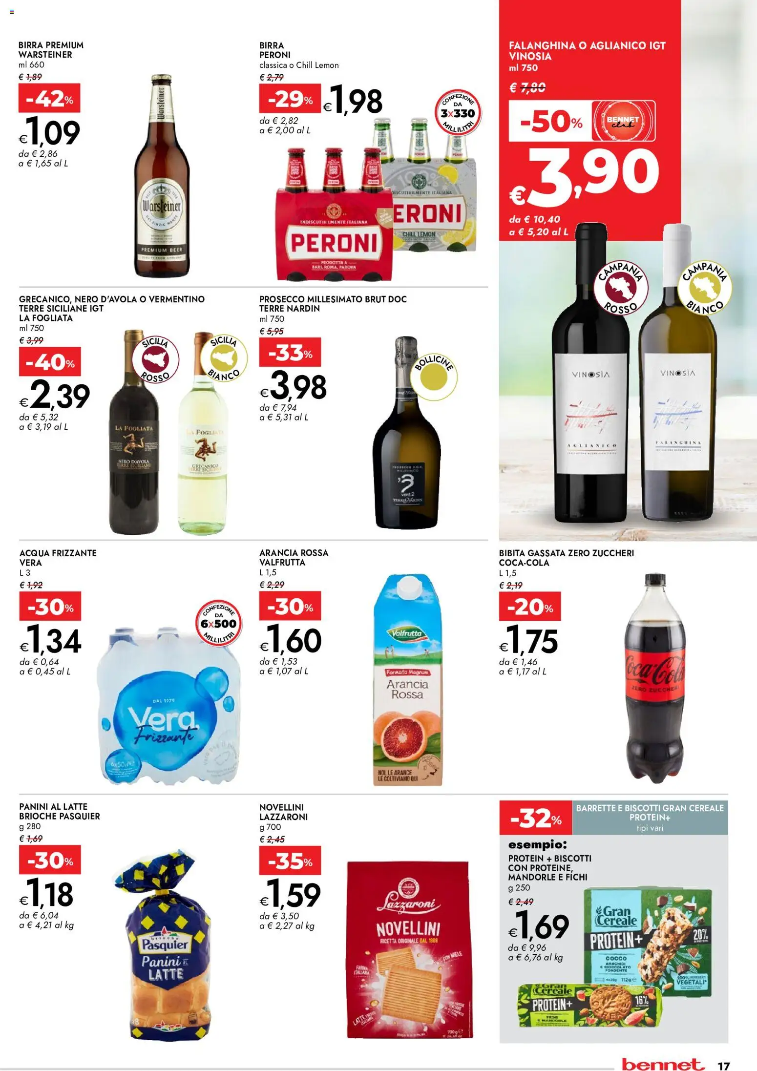Volantino bennet del 20/08/2026 | Pagina: 17 | Prodotti: Birra, Fichi, Mandorle, Bibita
