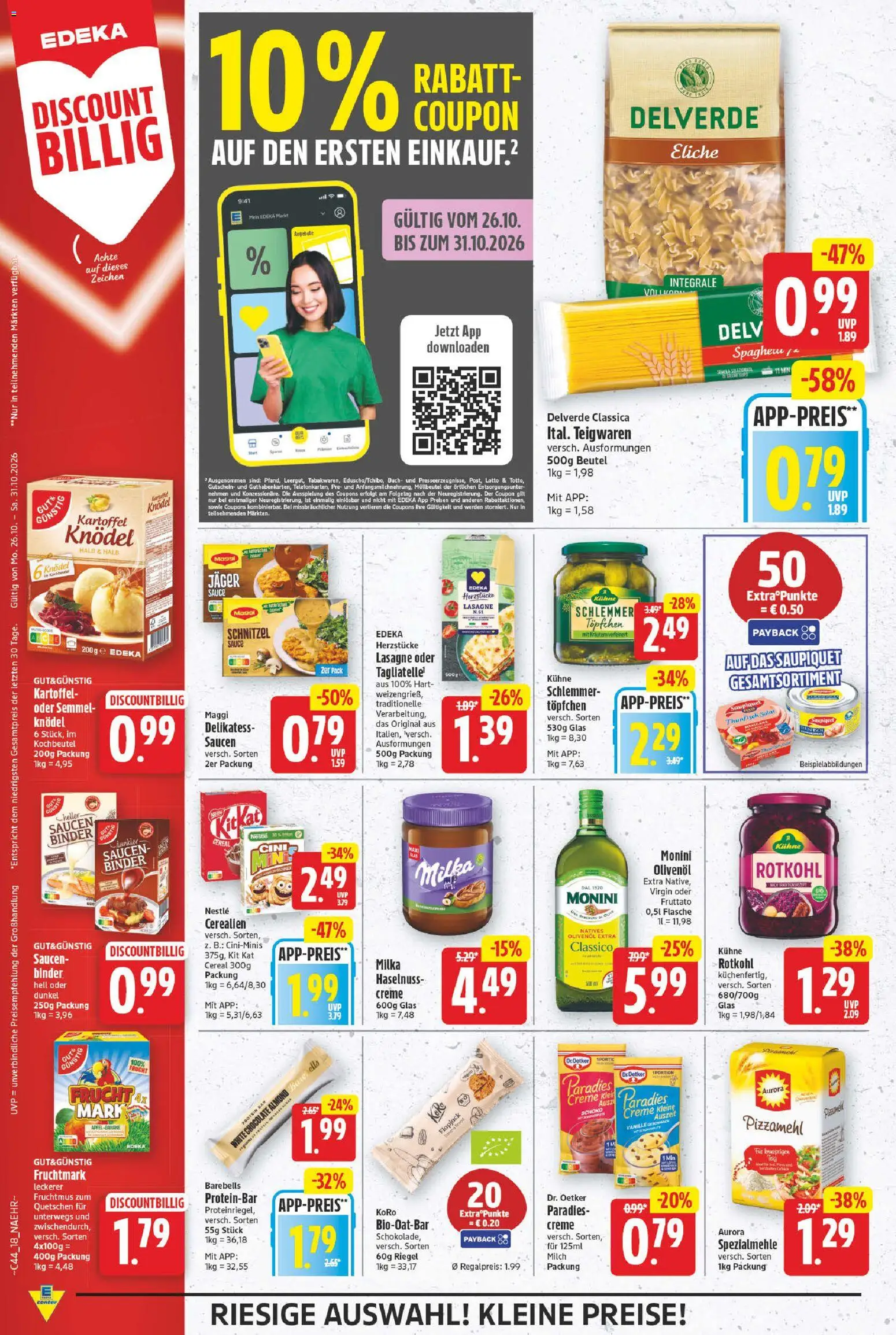 E center Prospekt – gültig ab 26.10.2026 | Seite: 18 | Produkte: Milch, Thunfisch, Schnitzel, Creme