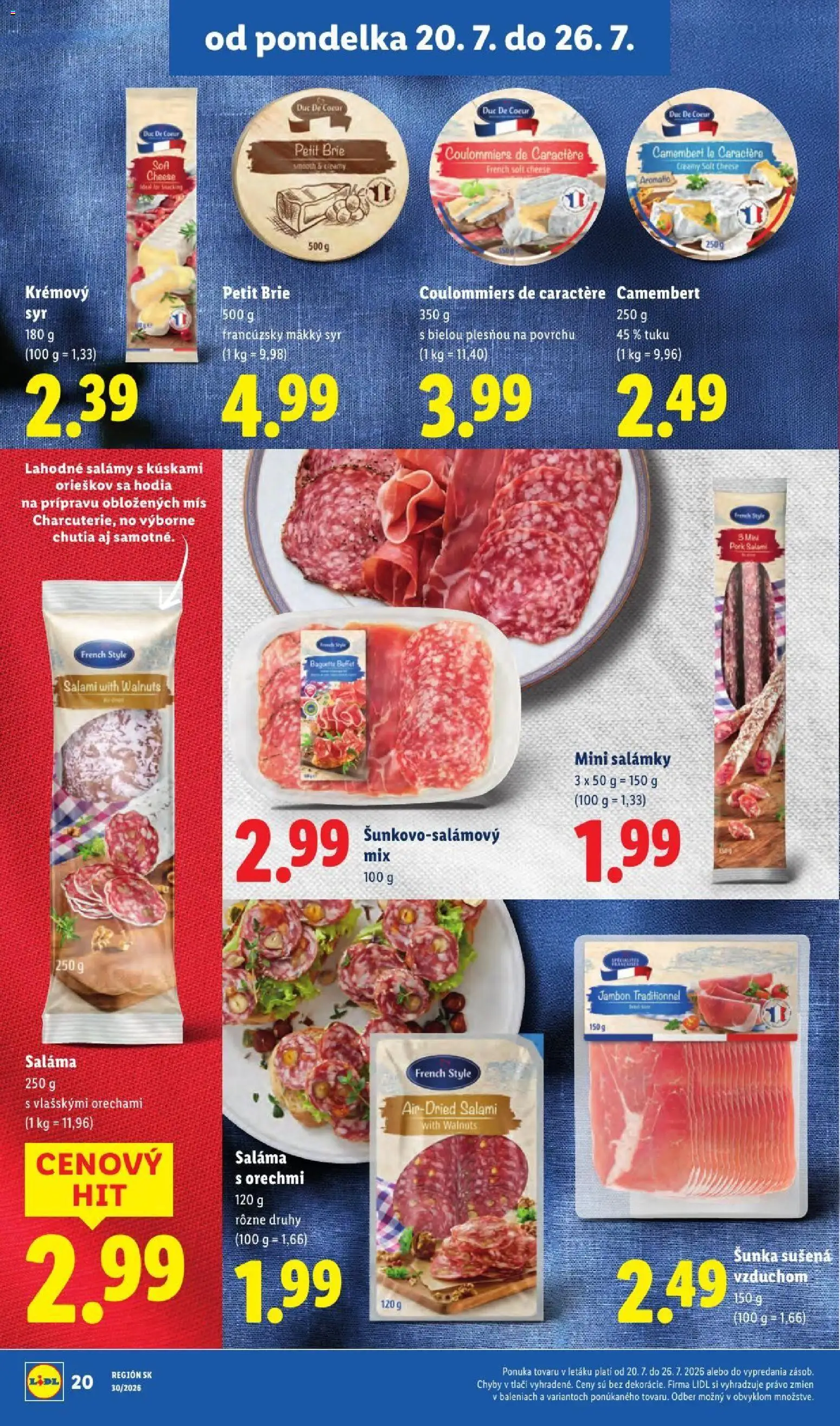 Nové Lidl akcie – leták je platný od 20.07.2026 | Strana: 34 | Produkty: Syr, Saláma, Krémový syr, Mäkký syr