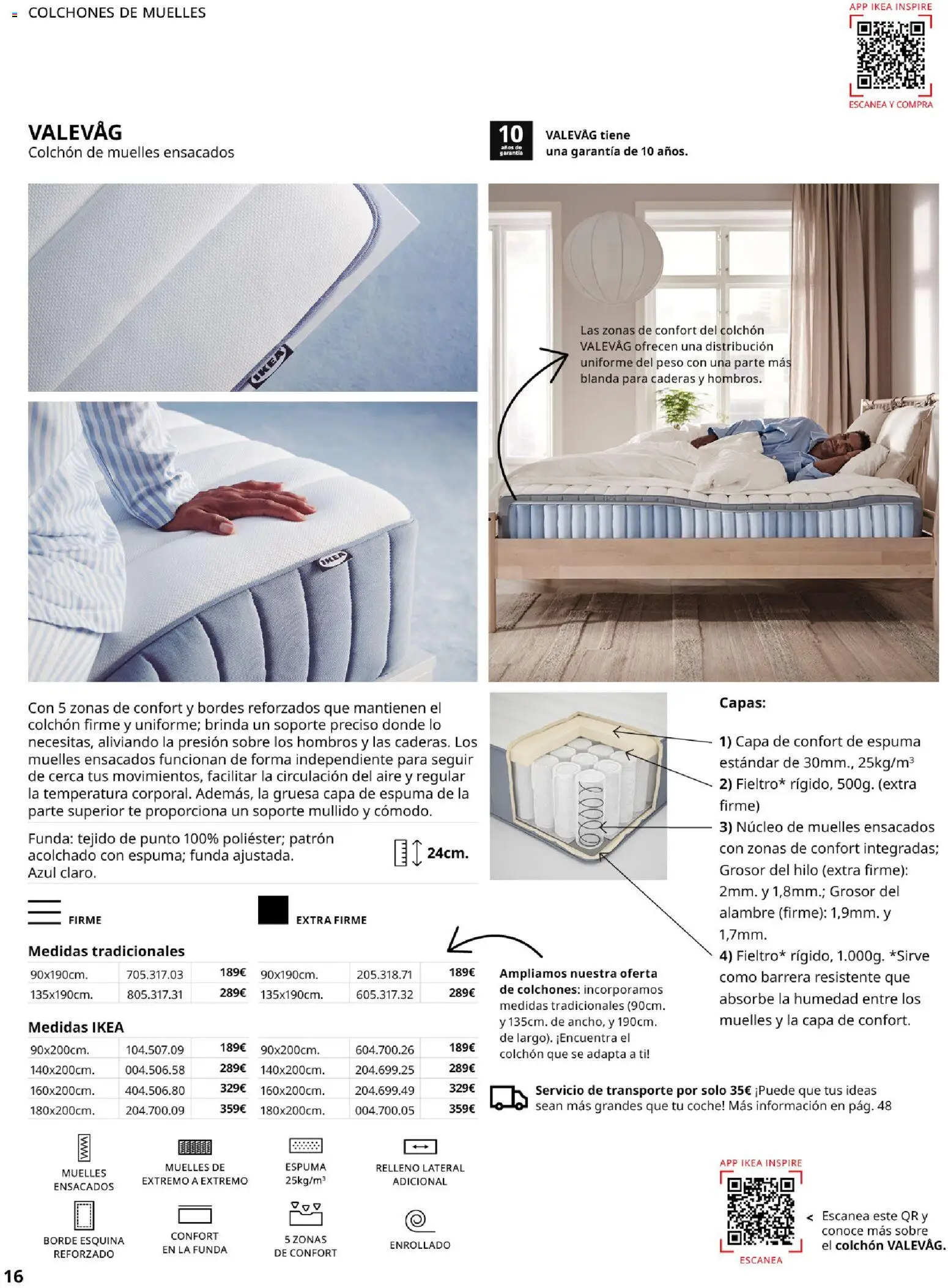 Catálogo IKEA Confort │ válido desde el 01.02.2026 | Página: 16 | Productos: Té, Colchon, Funda, Peso