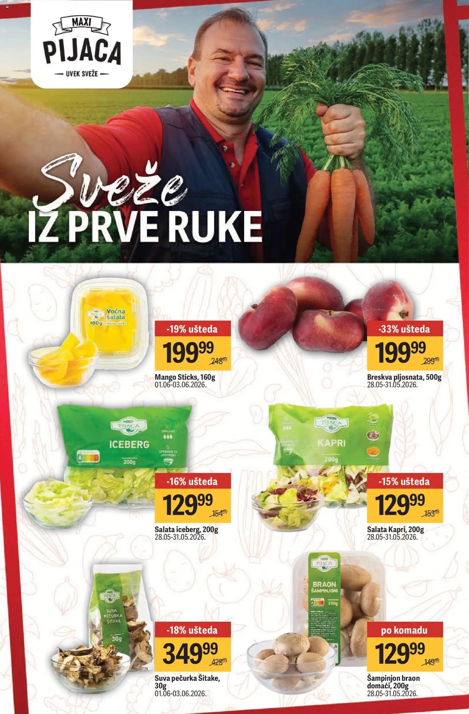 Maxi katalog - važi od 28.05.2026 | Strana: 8 | Proizvode: Salata, Mango, Šampinjoni, Breskva