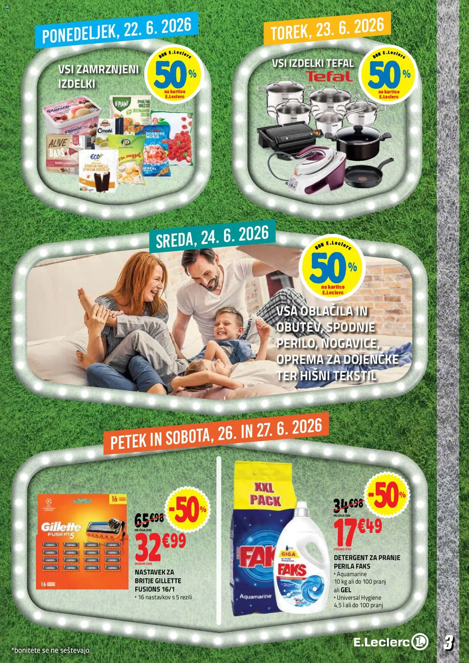 Novi E.leclerc katalog ponudbe – veljaven od 17.06.2026 | Stran: 3 | Izdelki: Detergent, Oblacila
