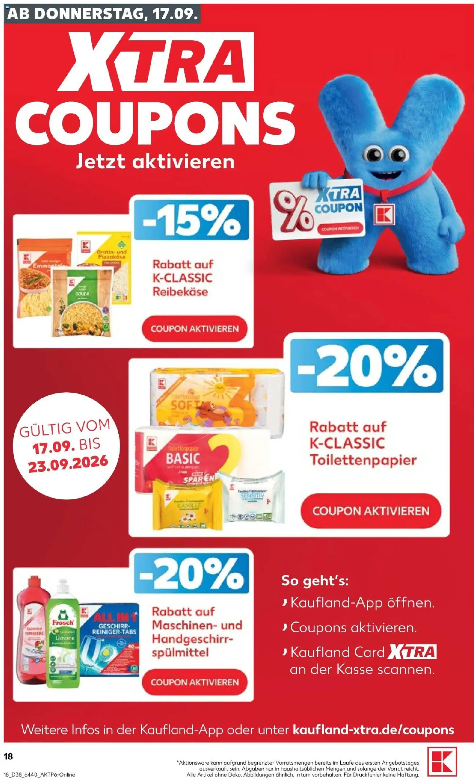 Kaufland Prospekt Hannover – gültig ab 17.09.2026 | Seite: 18 | Produkte: Gouda, Himbeere, Reibekase, Toilettenpapier