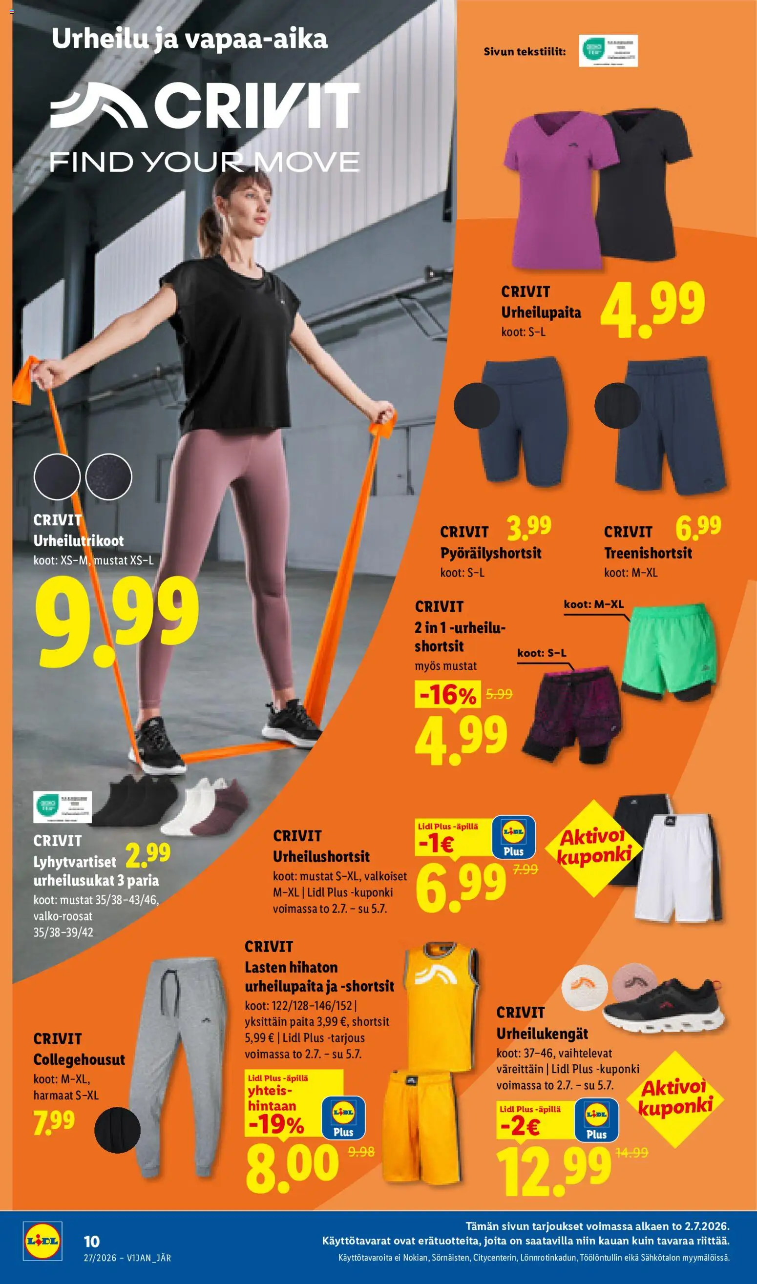 Lidl tarjoukset - Tampere – voimassa 02/07/2026 alkaen | Sivu: 16 | Tuotteet: Urheilukengät, Paita, Shortsit