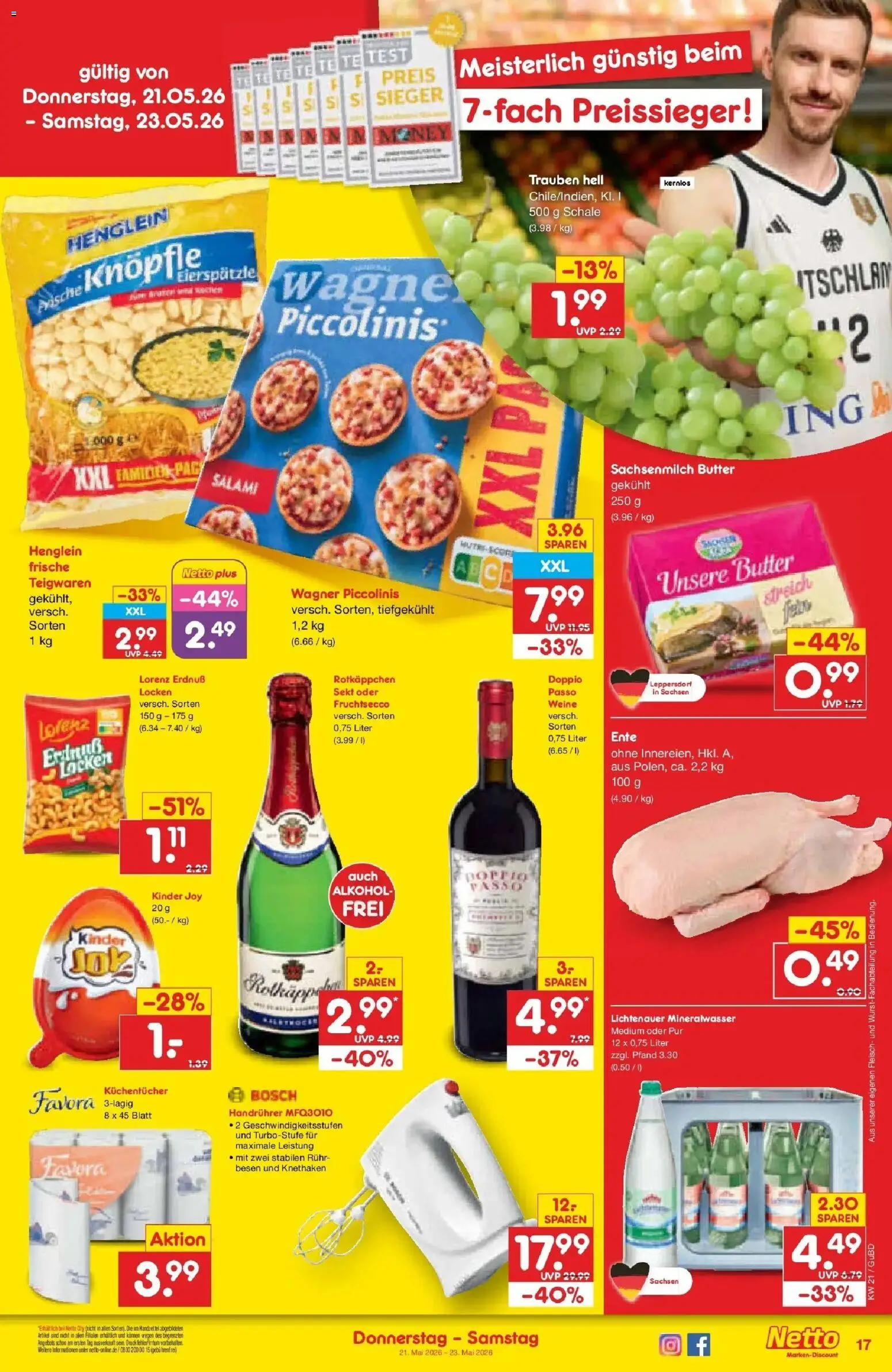 Netto Marken-Discount Prospekt Augustusburg	 – gültig ab 17.05.2026 | Seite: 19 | Produkte: Trauben, Sekt, Kinder joy, Rotkäppchen