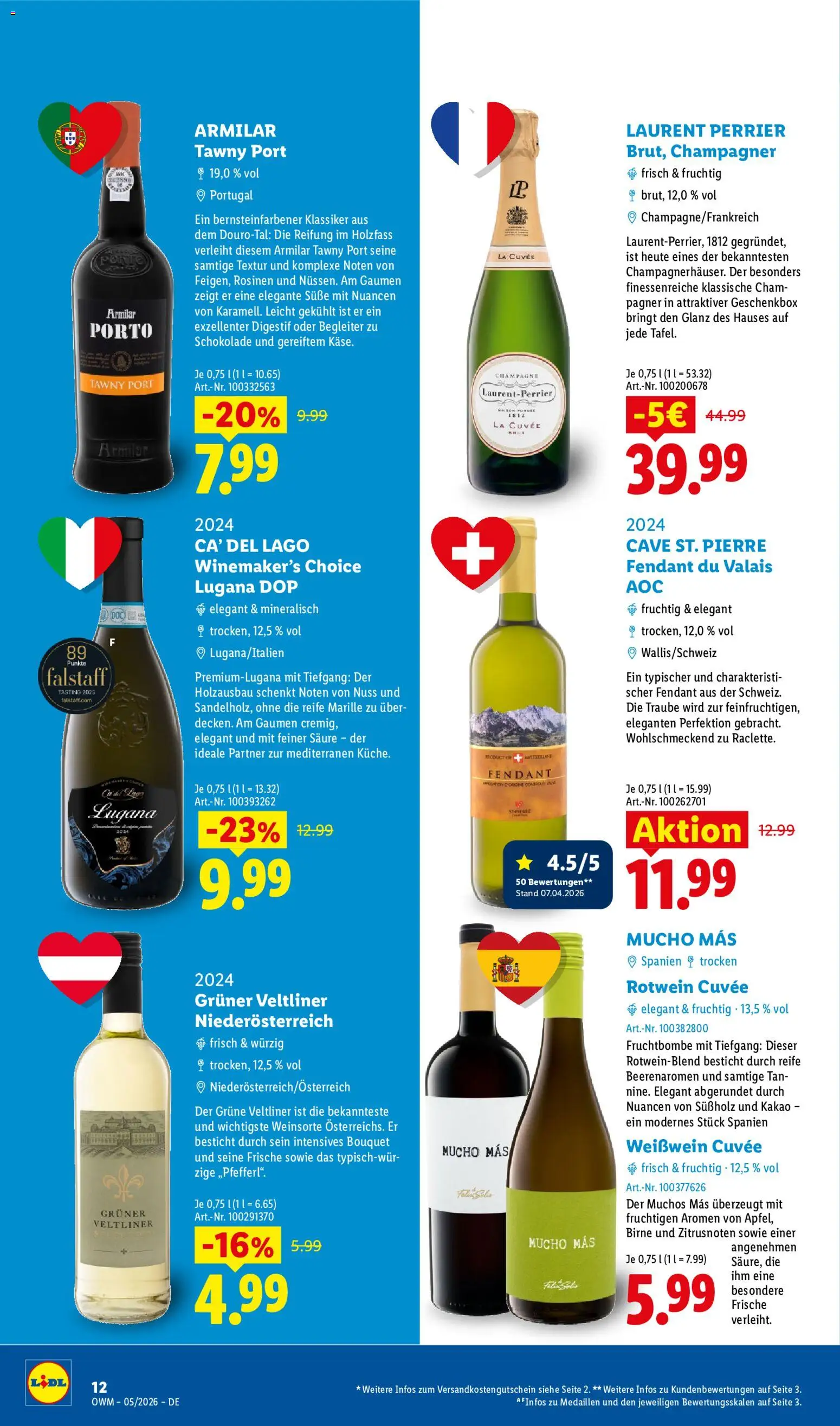 Lidl Prospekt – gültig ab 01.05.2026 | Seite: 12 | Produkte: Weißwein, Rotwein, Rosinen, Birne