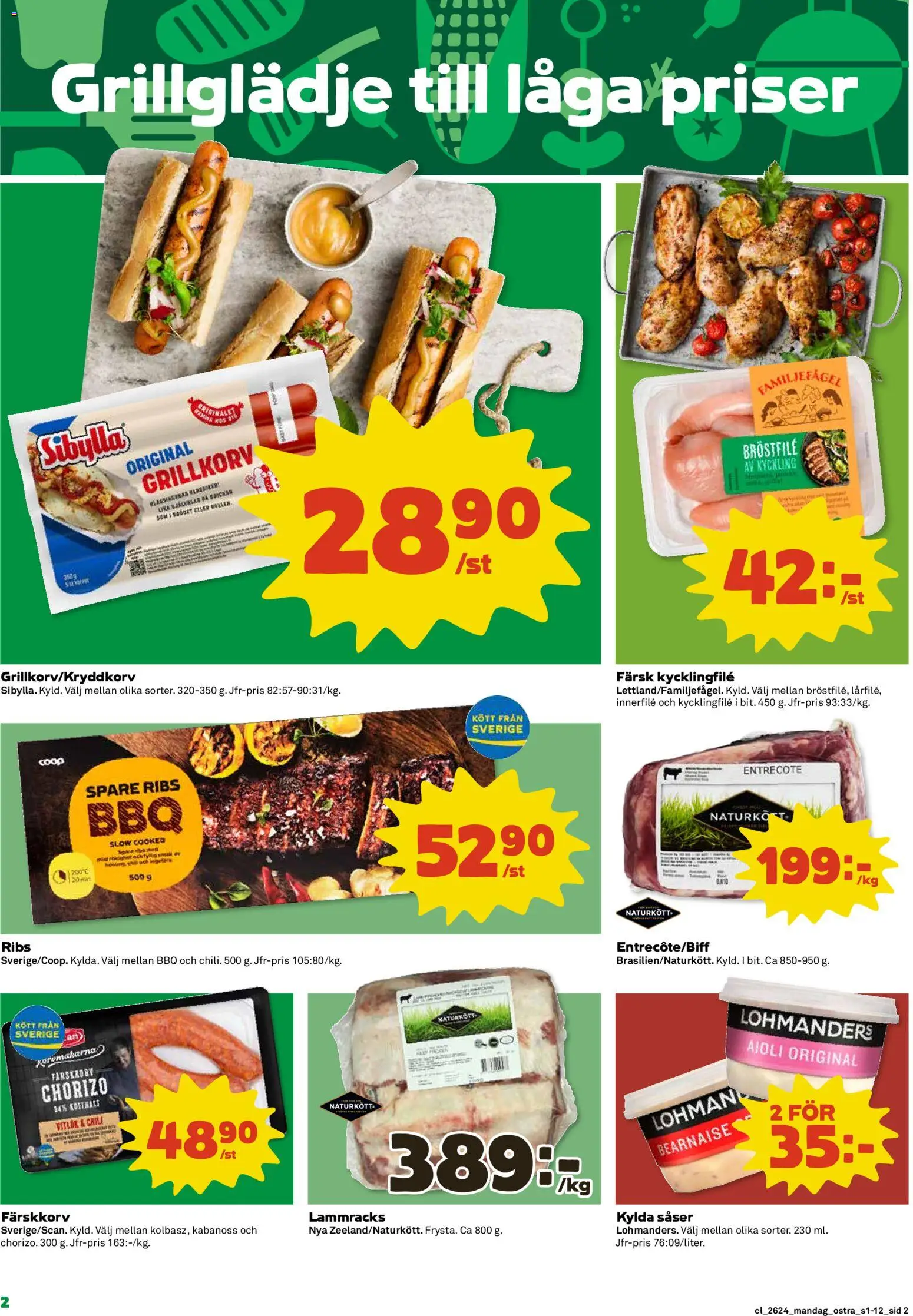 Coop Daglivs reklamblad aktuell från 08.06.2026 | Sida: 2 | Produkter: Grillkorv, Chili, Vitlök, Chorizo