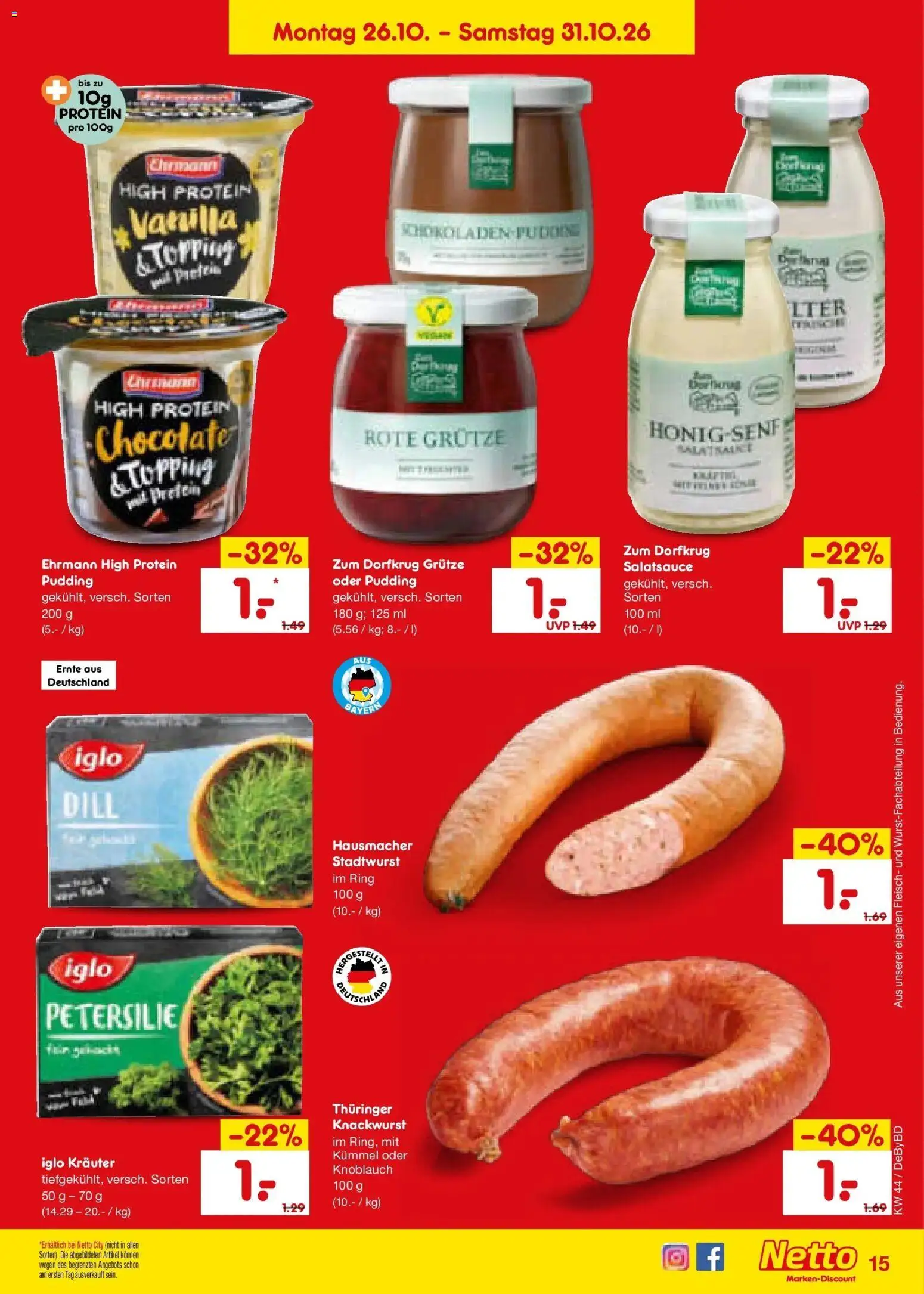 Netto Marken-Discount Prospekt Buttenwiesen – gültig ab 26.10.2026 | Seite: 23 | Produkte: Iglo, Pudding, Petersilie, Dill
