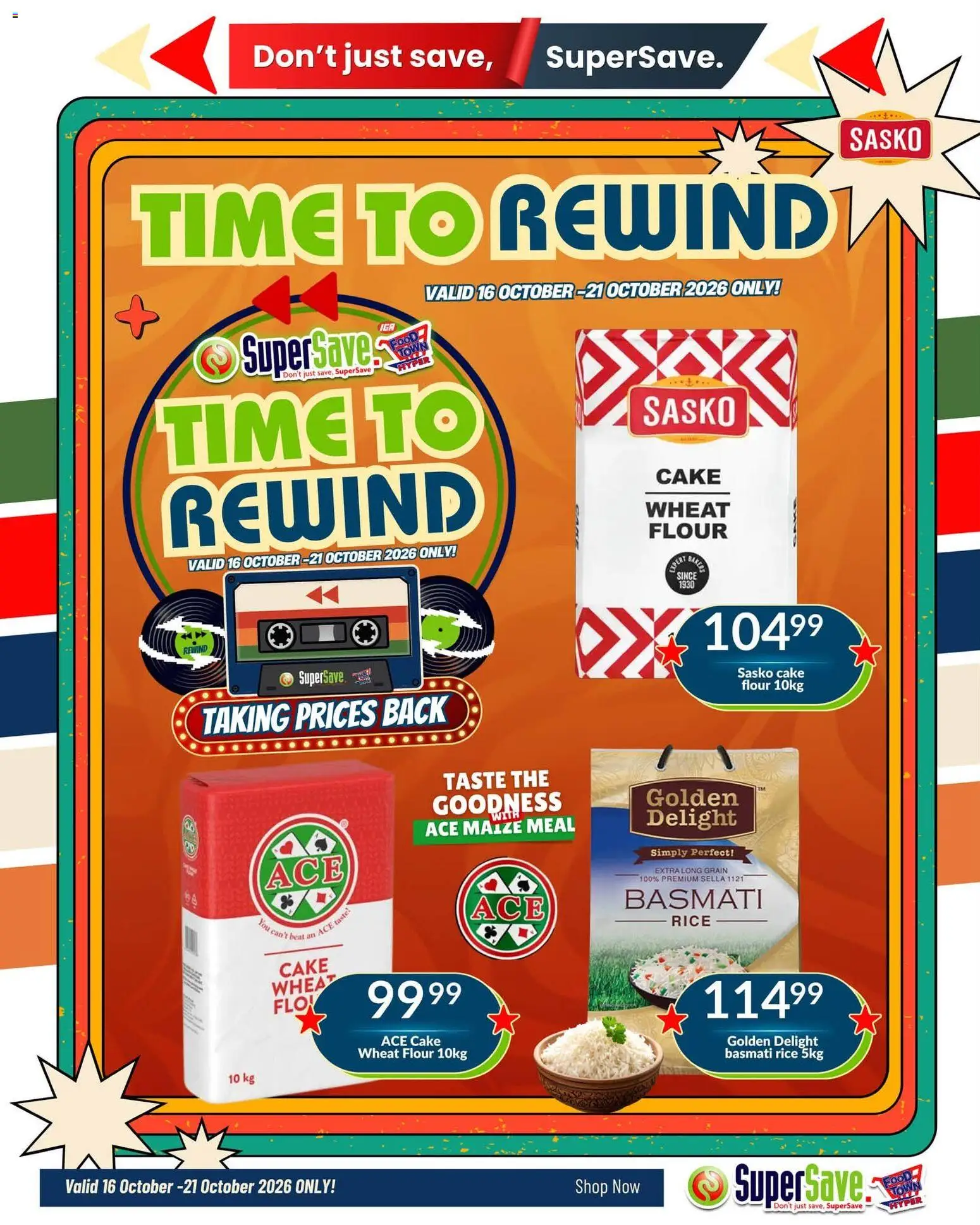 New Super Save catalogue – valid from 15/10/2026 | Page: 2 | Products: Cake, Flour, Maize meal, Rice