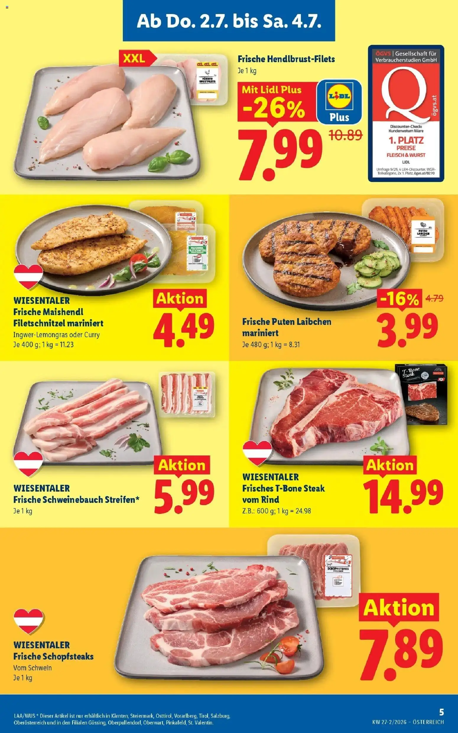 Lidl Flugblatt - Fohnsdorf, Neunkirchen, Graz gültig ab 02.07.2026 | Seite: 7 | Produkte: Wurst
