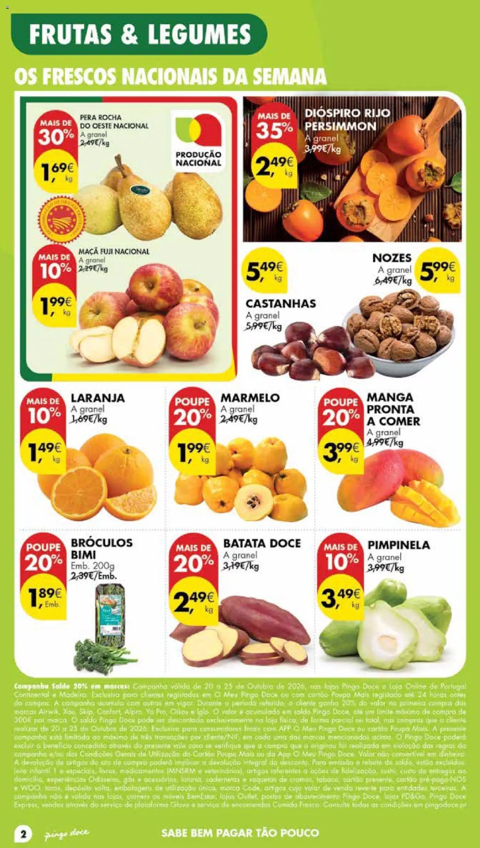 Pingo Doce folheto Poupe Esta Semana Madeira │ válido de 20/10/2026 | Página: 2 | Produtos: Manga, Castanhas, Leite, Nozes