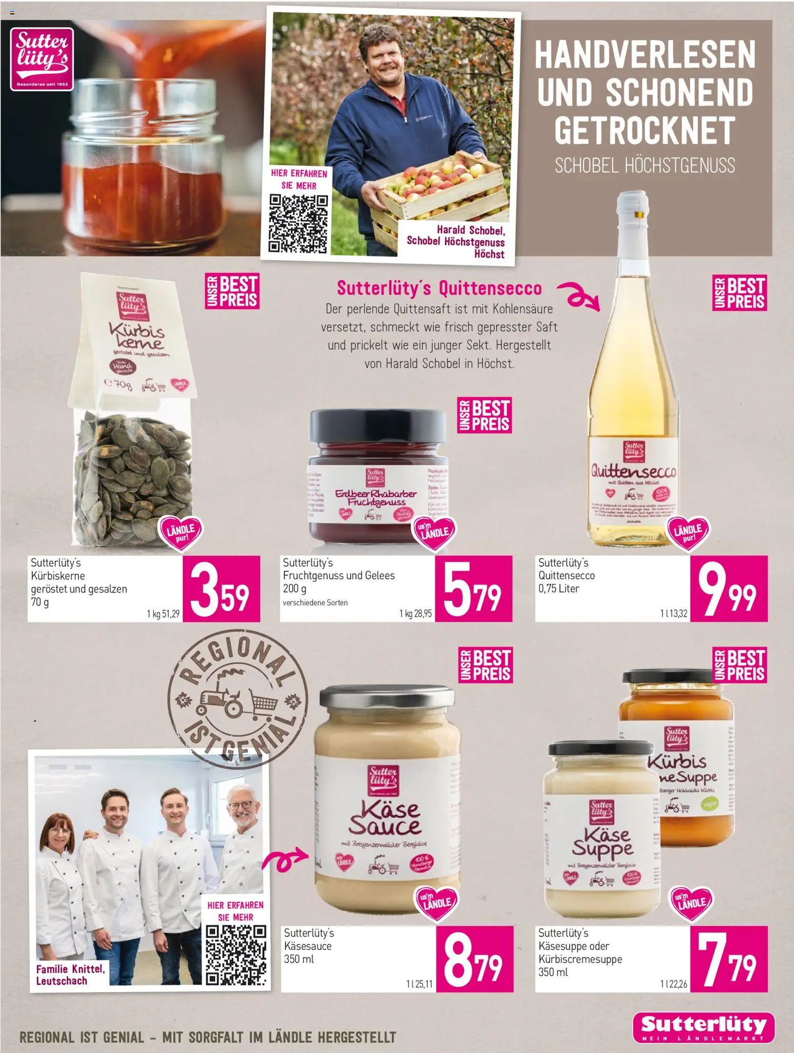 Sutterlüty Flugblatt gültig ab 10.09.2026 | Seite: 13 | Produkte: Kürbis, Käse, Saft, Geröstet