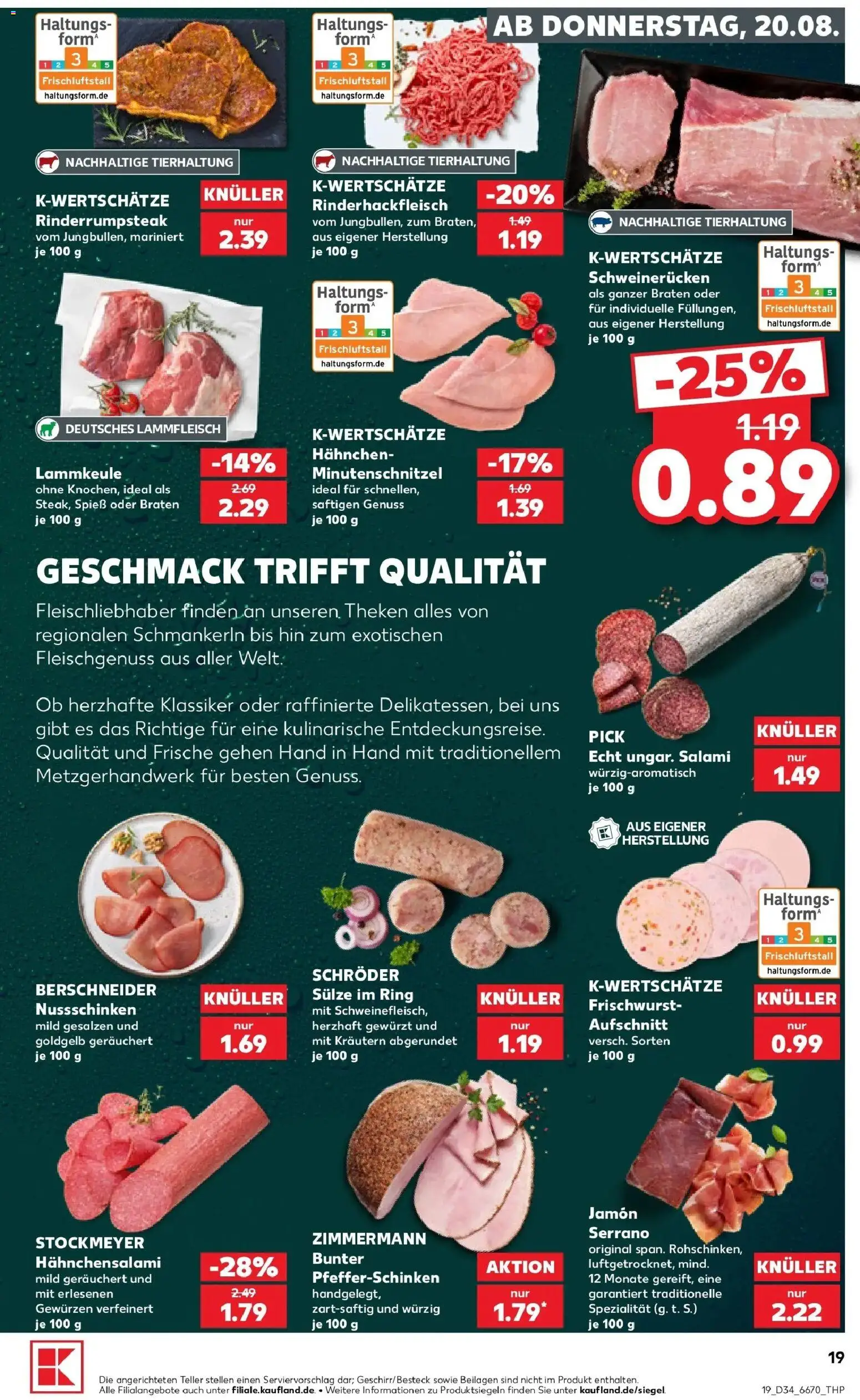 Prospekt Kaufland ab 17.08.2026 » Angebote Online zum Blättern | Seite: 30 | Produkte: Beilagen, Lammkeule, Hahnchen, Salami