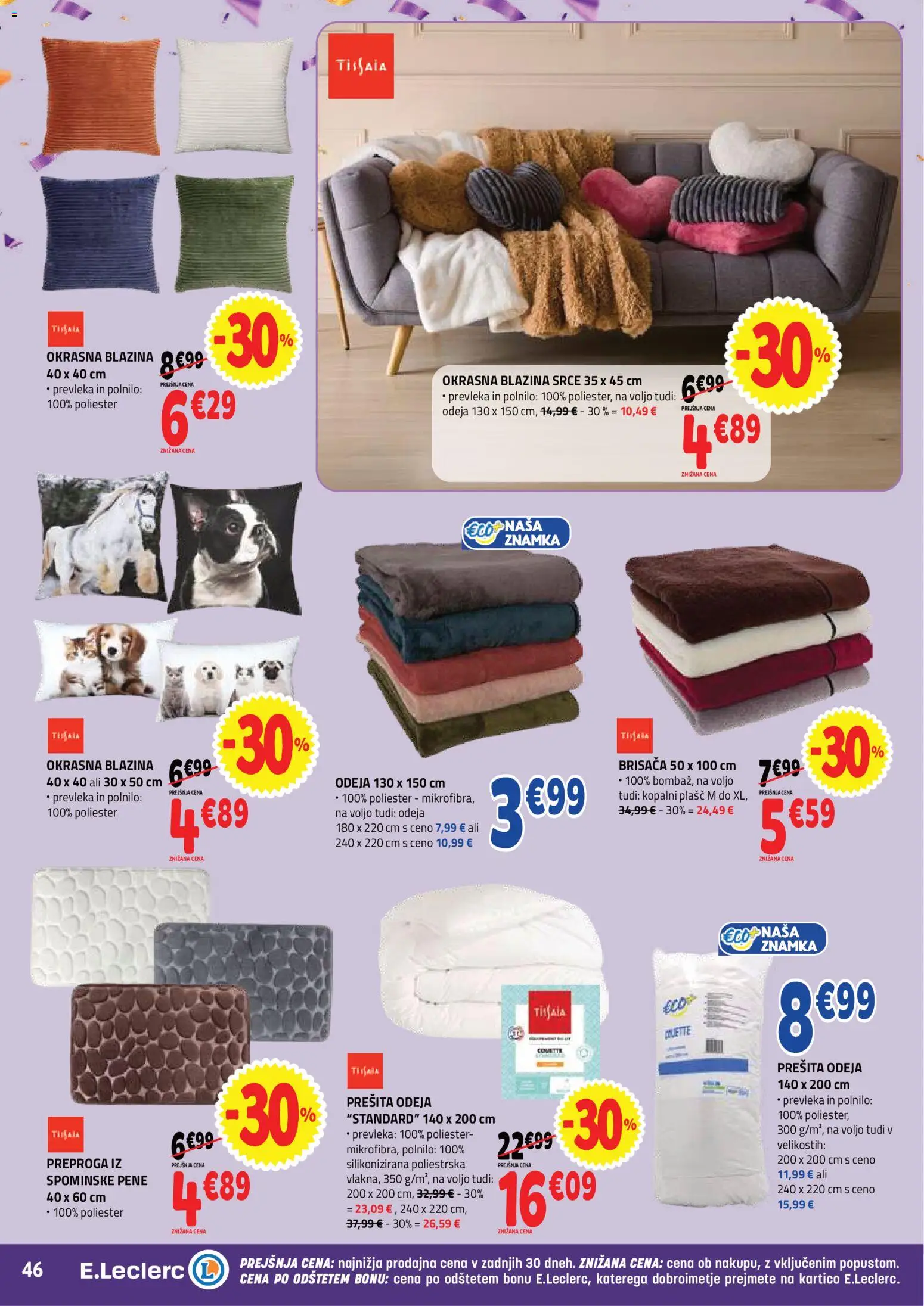 Novi E.leclerc katalog ponudbe – veljaven od 21.10.2026 | Stran: 6 | Izdelki: Brisača, Prevleka, Odeja, Preproga