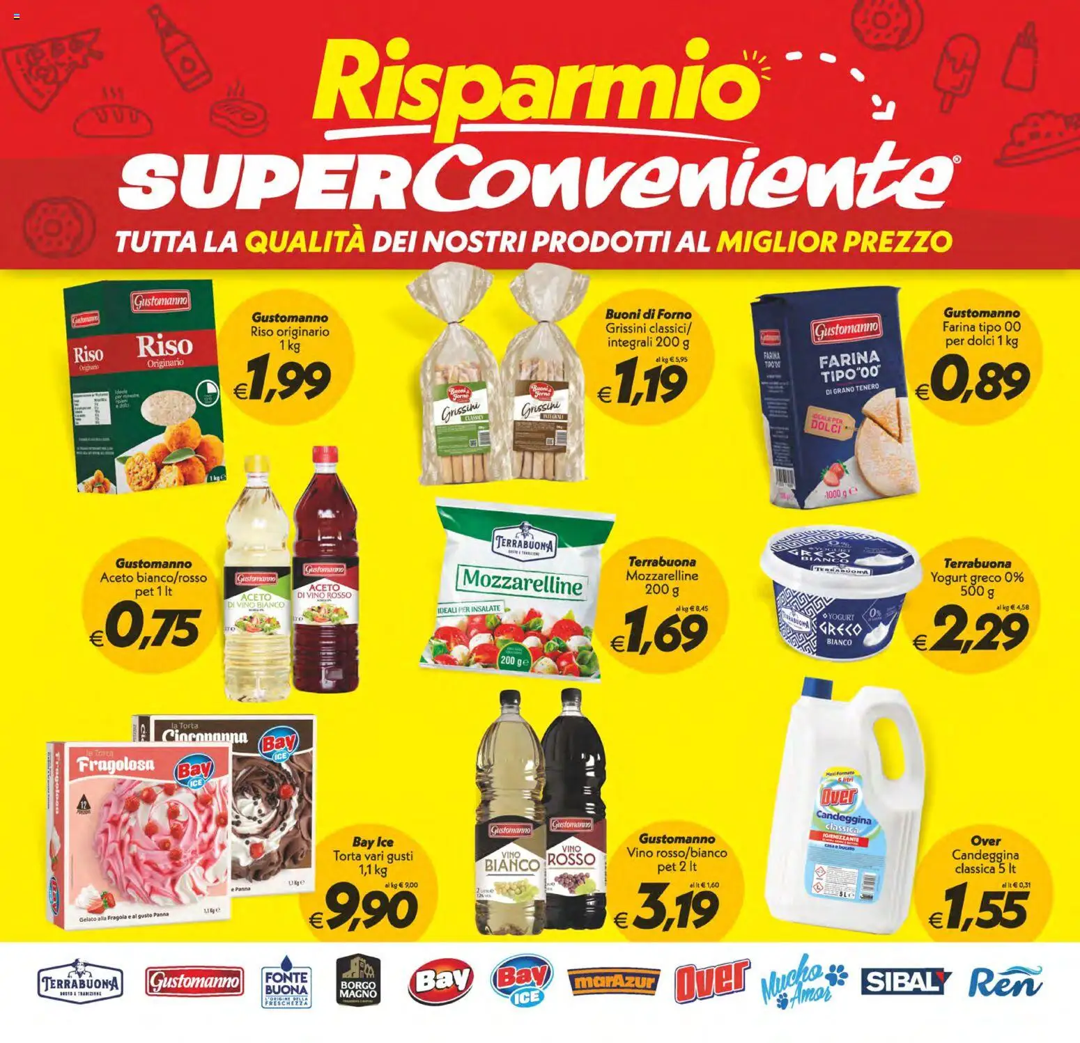Volantino SuperConveniente del 09.06.2026 | Pagina: 22 | Prodotti: Candeggina, Torta, Grissini, Vino bianco