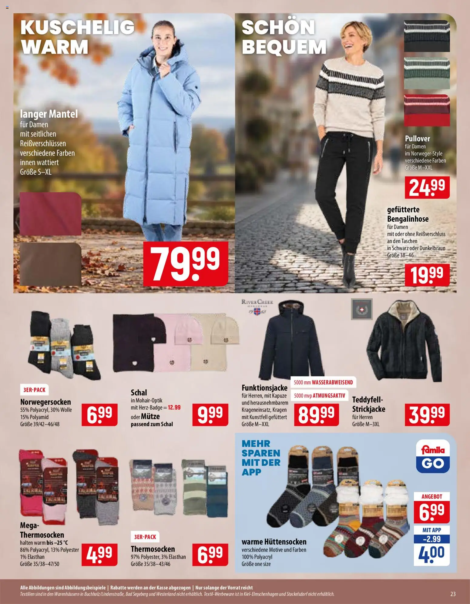 Famila Prospekt – gültig ab 19.10.2026 | Seite: 23 | Produkte: Taschen, Bad, Mantel, Strickjacke