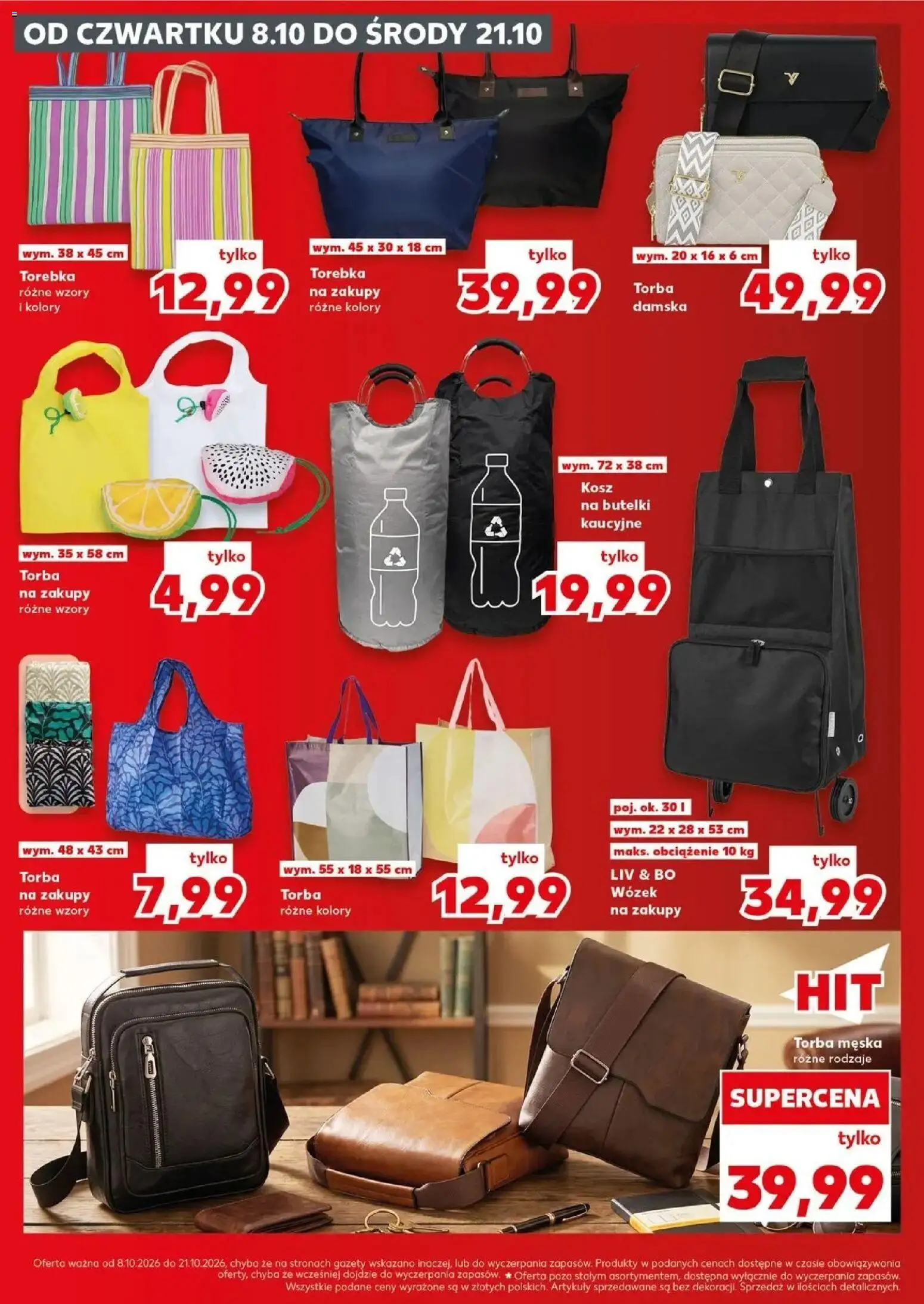 Kaufland gazetka - Złap Okazje od 08.10.2026 - od jutra PDF | Strona: 18 | Produkty: Wózek na zakupy, Torebka, Gazety, Kosz