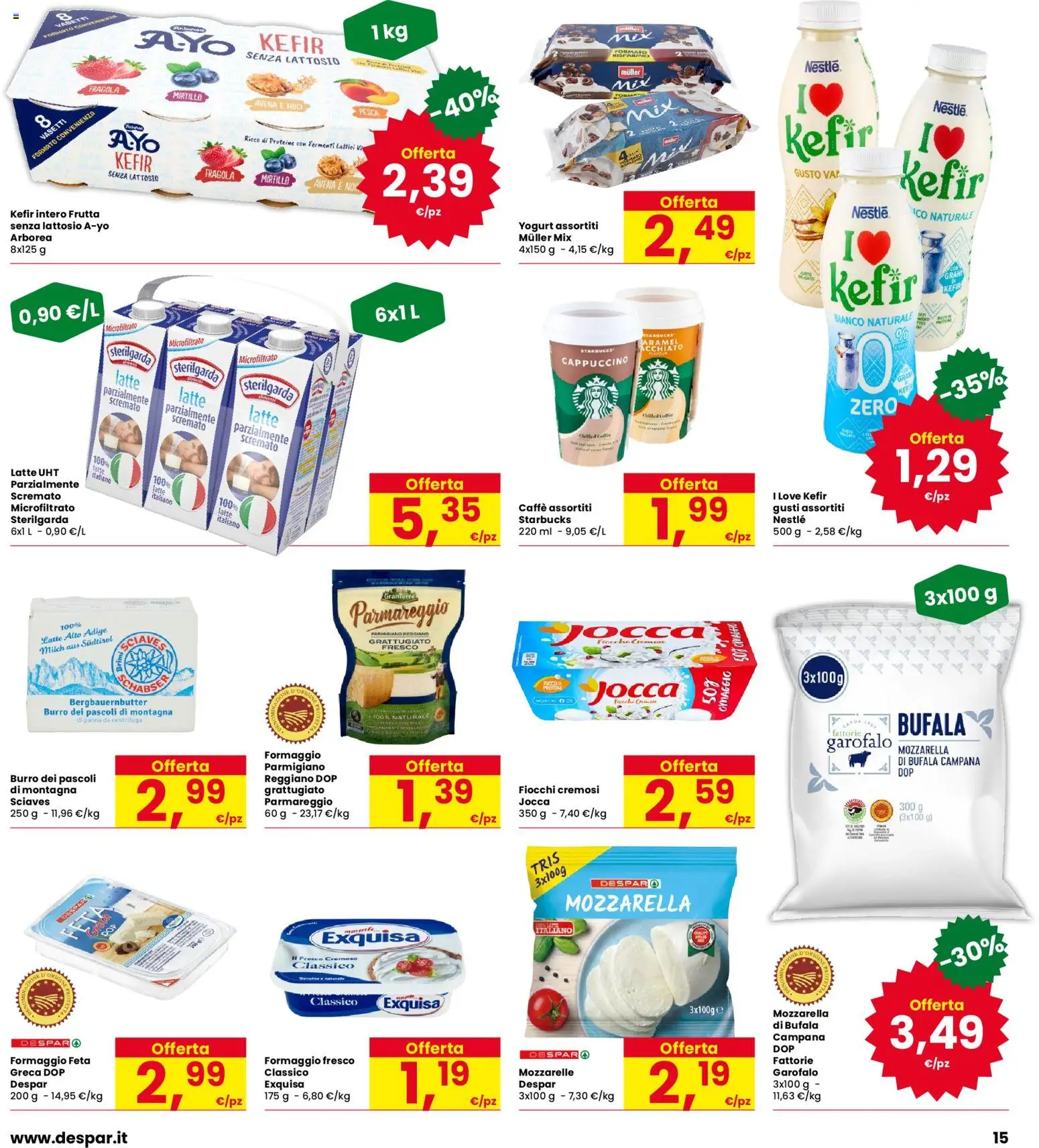 Volantino Interspar del 27/08/2026 | Pagina: 15 | Prodotti: Yogurt, Formaggio, Noci, Formaggio fresco