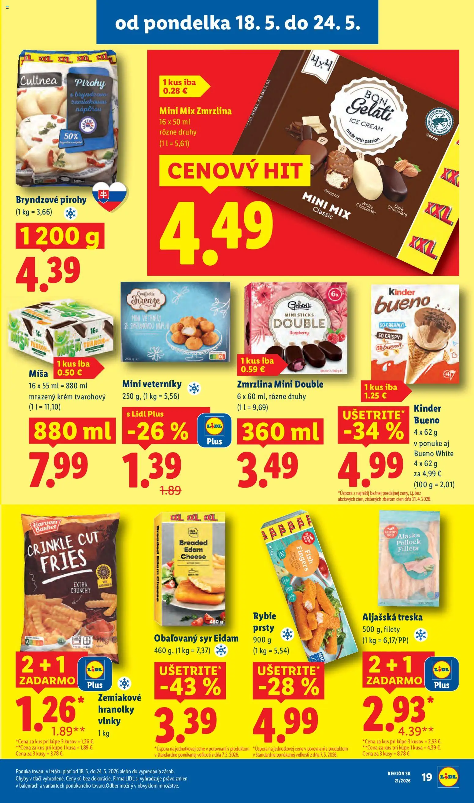 Nové Lidl akcie – leták je platný od 18.05.2026 | Strana: 25 | Produkty: Pirohy, Eidam, Zmrzlina, Krém