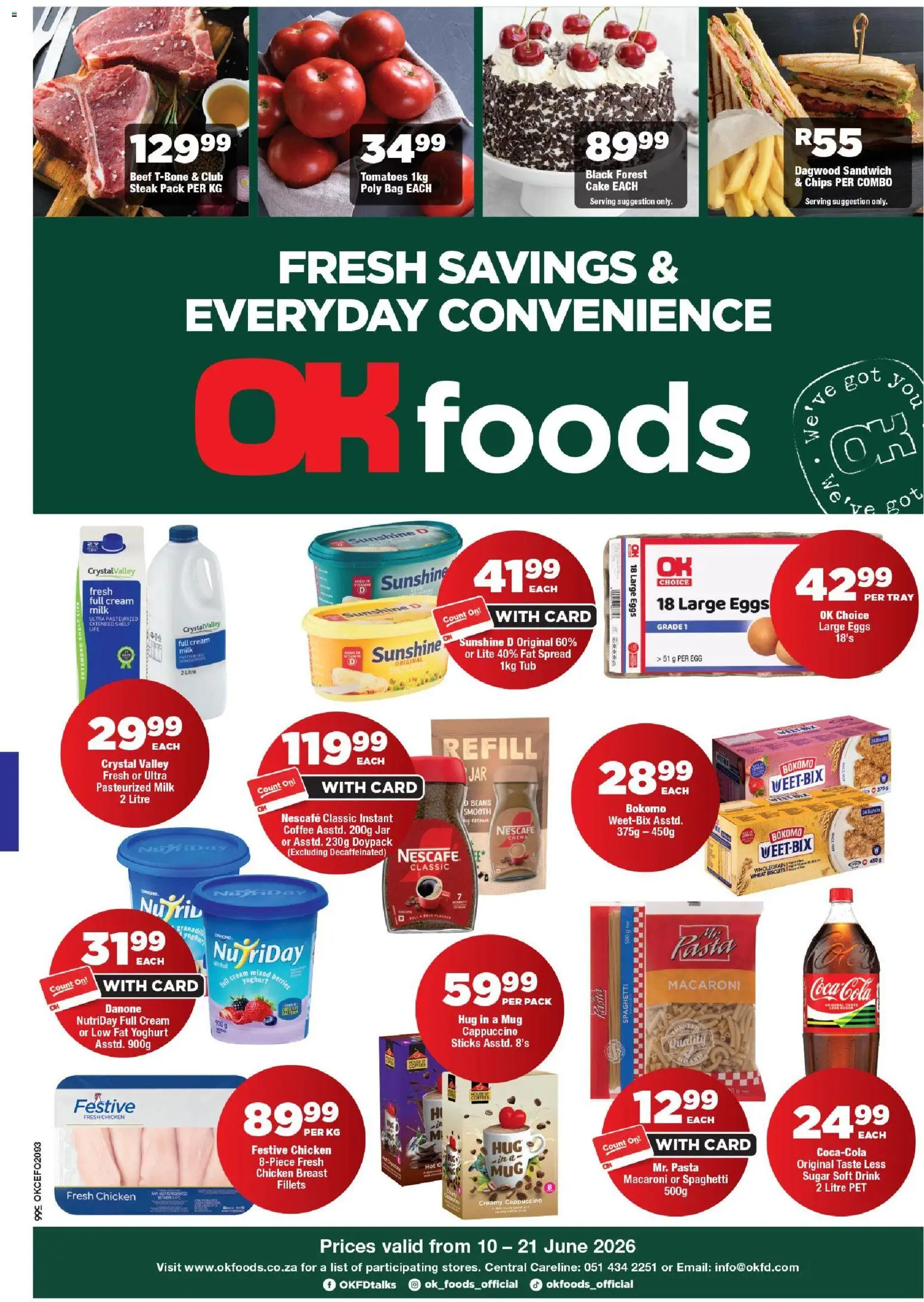 New OK Foods catalogue – valid from 10.06.2026 | Page: 1 | Products: Shelf, Milk, Beef, Pasta