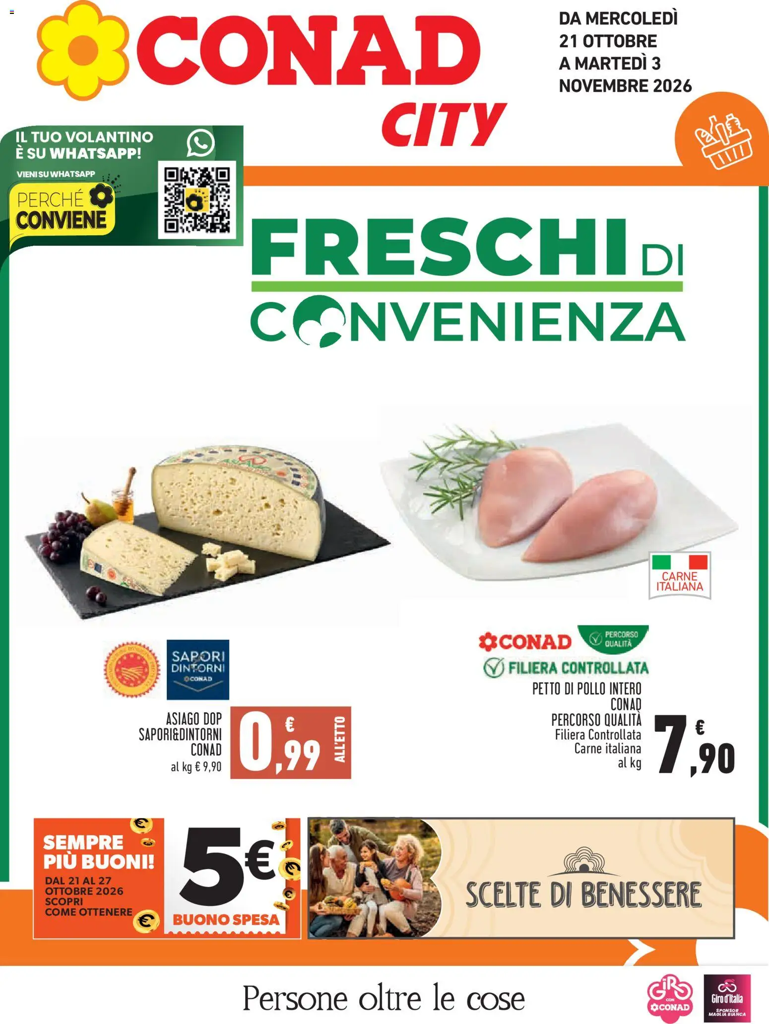 Volantino Conad del 21/10/2026 | Pagina: 1 | Prodotti: Pollo, Pollo intero, Carne, Formaggio asiago