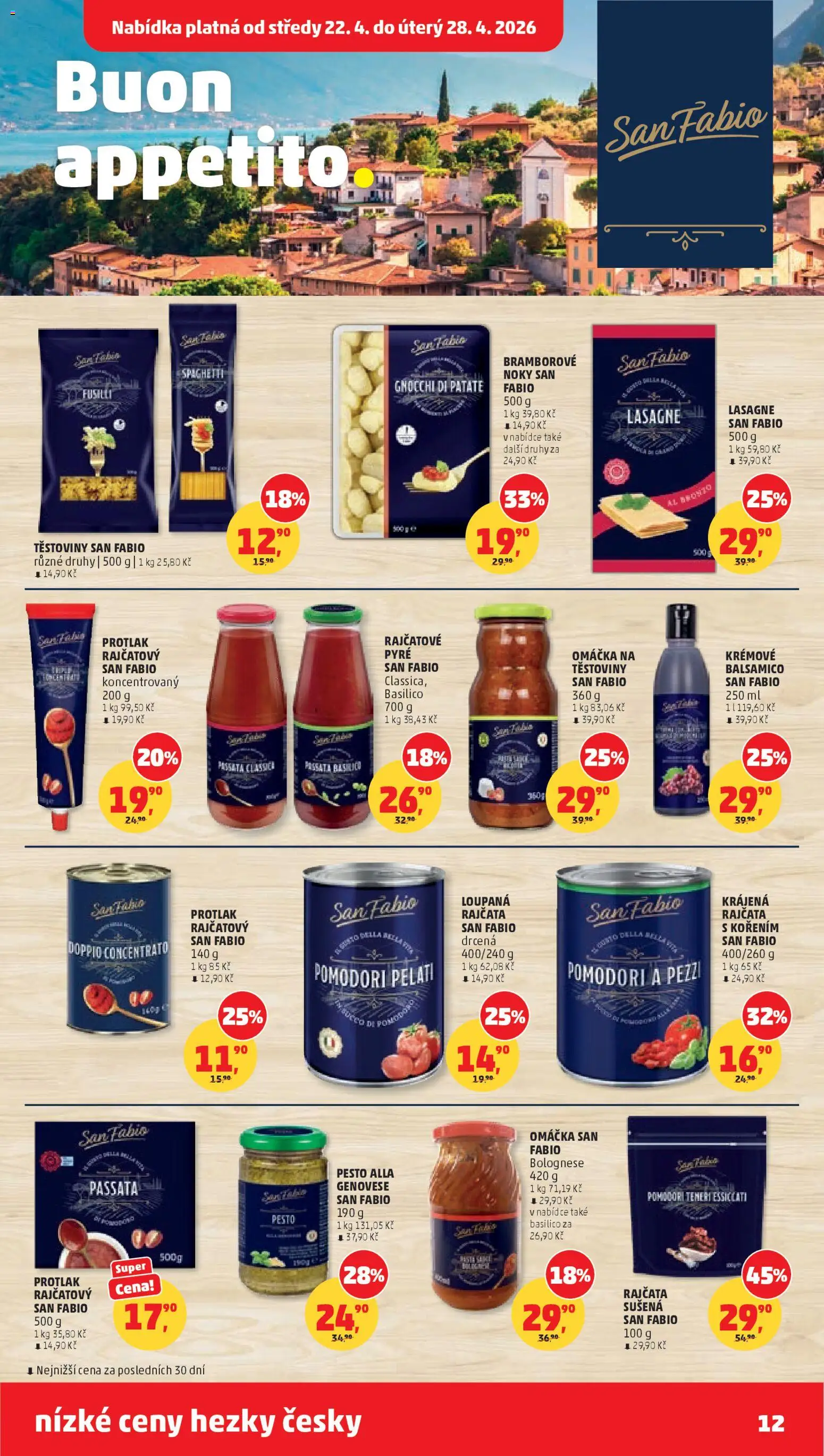 Penny Market leták od 22.04.2026 | Strana: 12 | Produkty: Rajčata, Těstoviny, Pesto, Lasagne