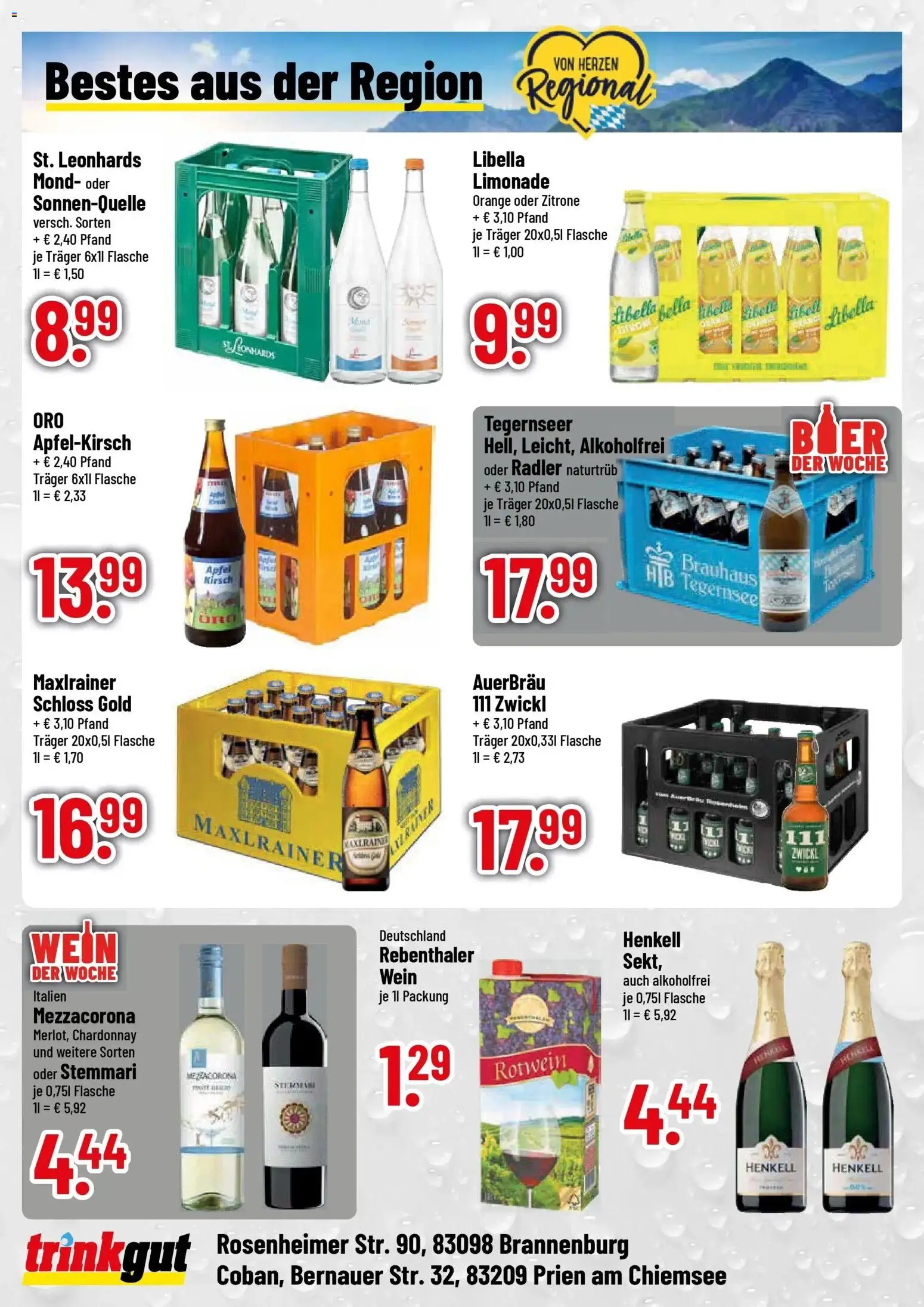 Trinkgut Prospekt Brannenburg (ab 19.10.2026) » Angebote online | Seite: 4 | Produkte: Rotwein, Radler, Zitrone, Wein