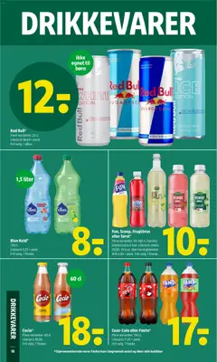 Coca-Cola eller Fanta*, Flere varianter. 150 cl. Literpris 11,33 + pant. Frit valg. 1 flaske. gyldig fra 04.06.2026 | Side: 21 | Produkter: Fanta, Cherry, Sukker
