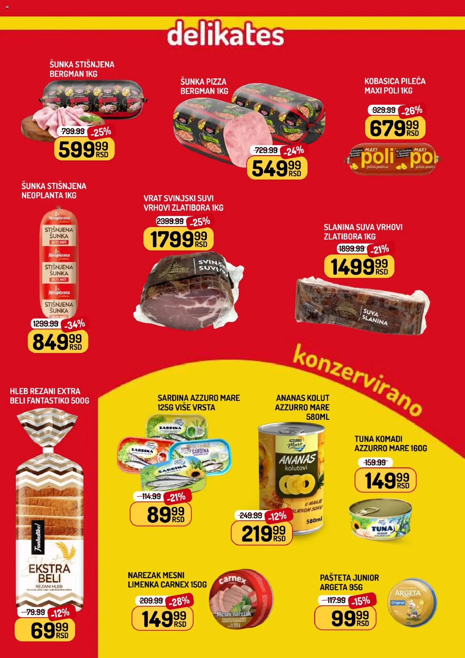 Aman katalog - važi od 29.05.2026 | Strana: 3 | Proizvode: Rezani hleb, Narezak, Mesni narezak, Sardina