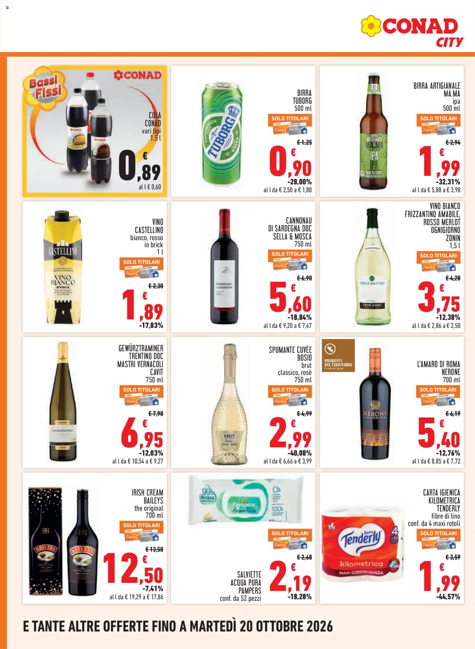 Volantino Conad del 08/10/2026 | Pagina: 12 | Prodotti: Acqua, Vino, The, Pampers
