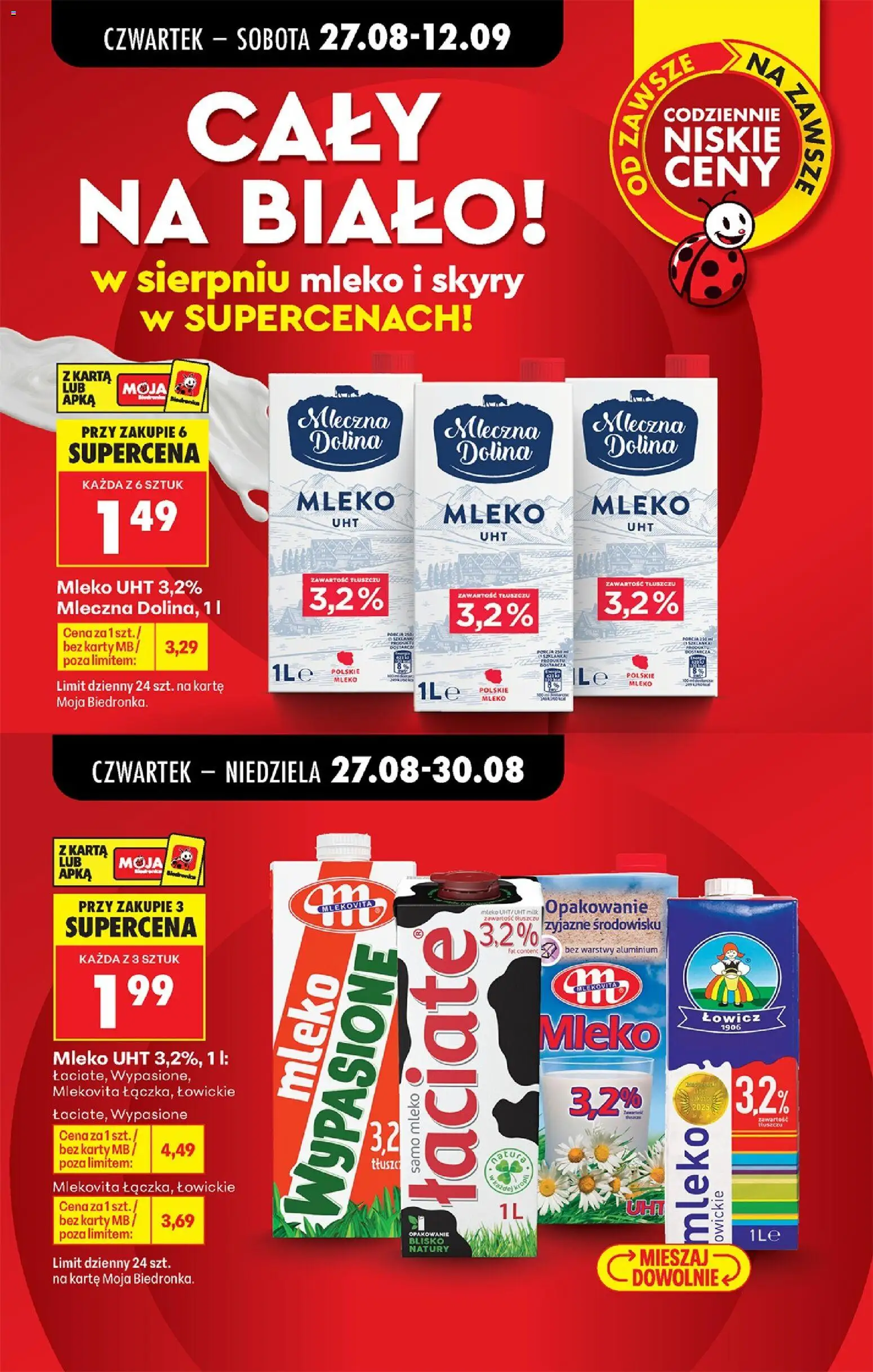 Biedronka Polsko leták - Codziennie niskie ceny od 27.08.2026 | Strana: 5 | Produkty: Mléko, Karty