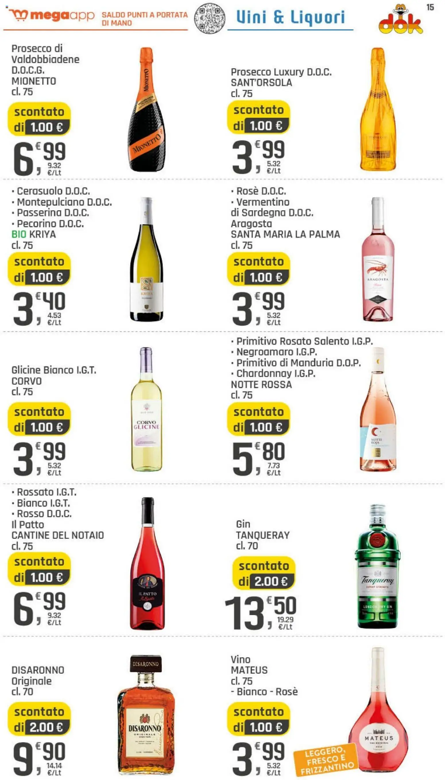Volantino DOK del 06/08/2026 | Pagina: 15 | Prodotti: Prosecco, Vino, Pecorino