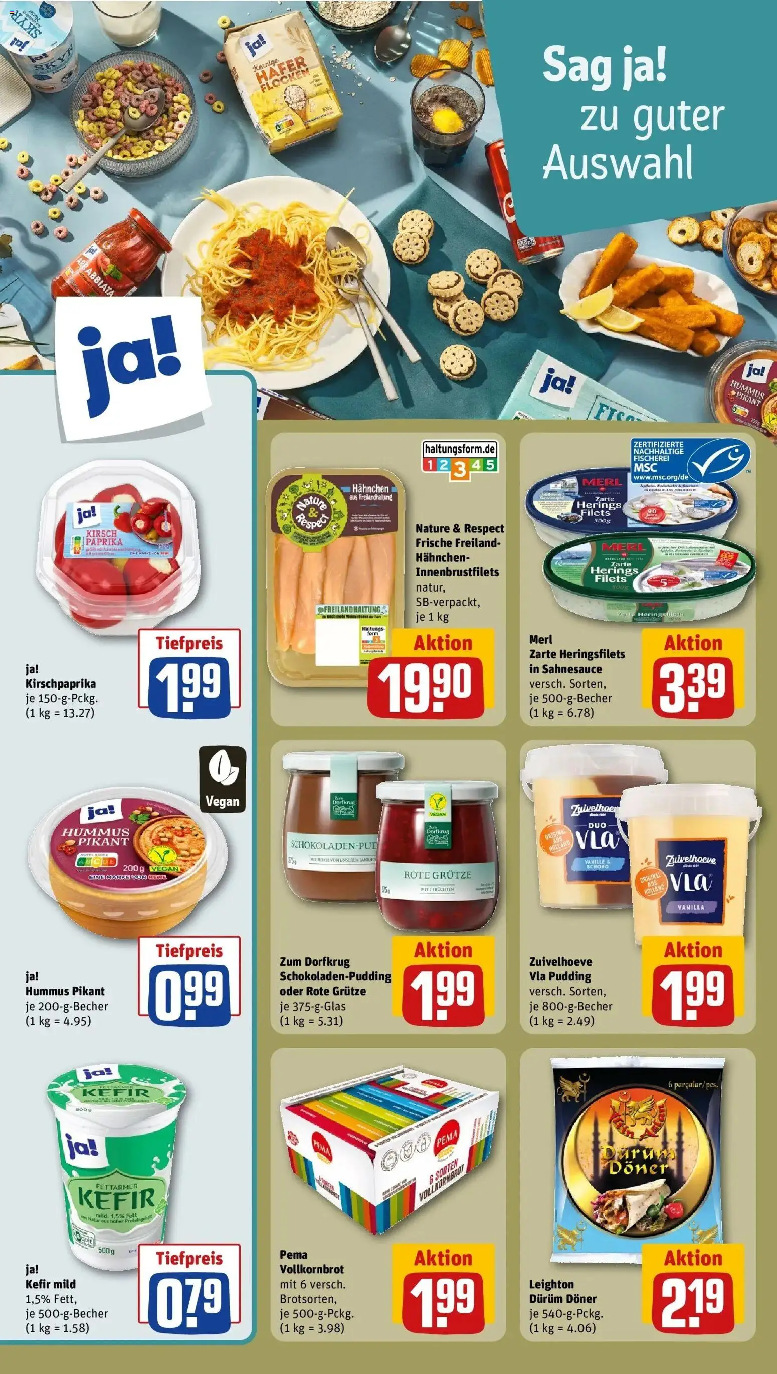 REWE Prospekt ab 07.09.2026 zum Blättern » Angebote | Seite: 12 | Produkte: Pudding, Paprika, Hummus, Flocken