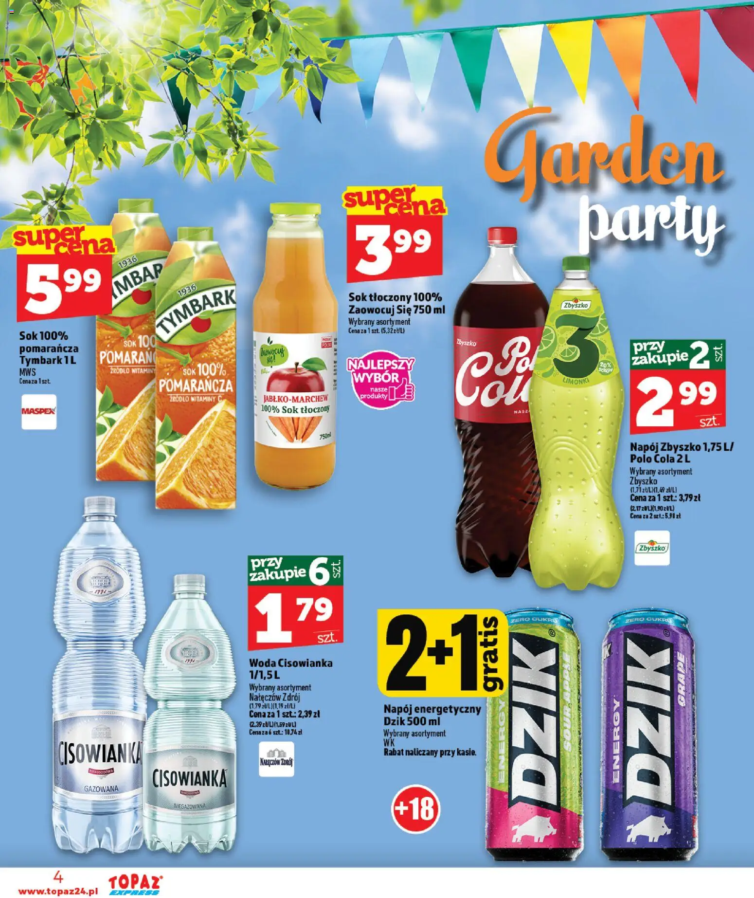 Topaz gazetka - Express od 09.07.2026 | Strona: 4 | Produkty: Sok, Woda