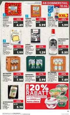 WITTENSEER Küstenbrause Apfel-Limette-Sanddorn, (+ 3,30 Pfand), je Ka. 12 x 0,7-l-Fl. ab 15.06.2026 gültig | Seite: 2 | Produkte: Thunfisch, Mineralwasser, Grapefruit, Schinken
