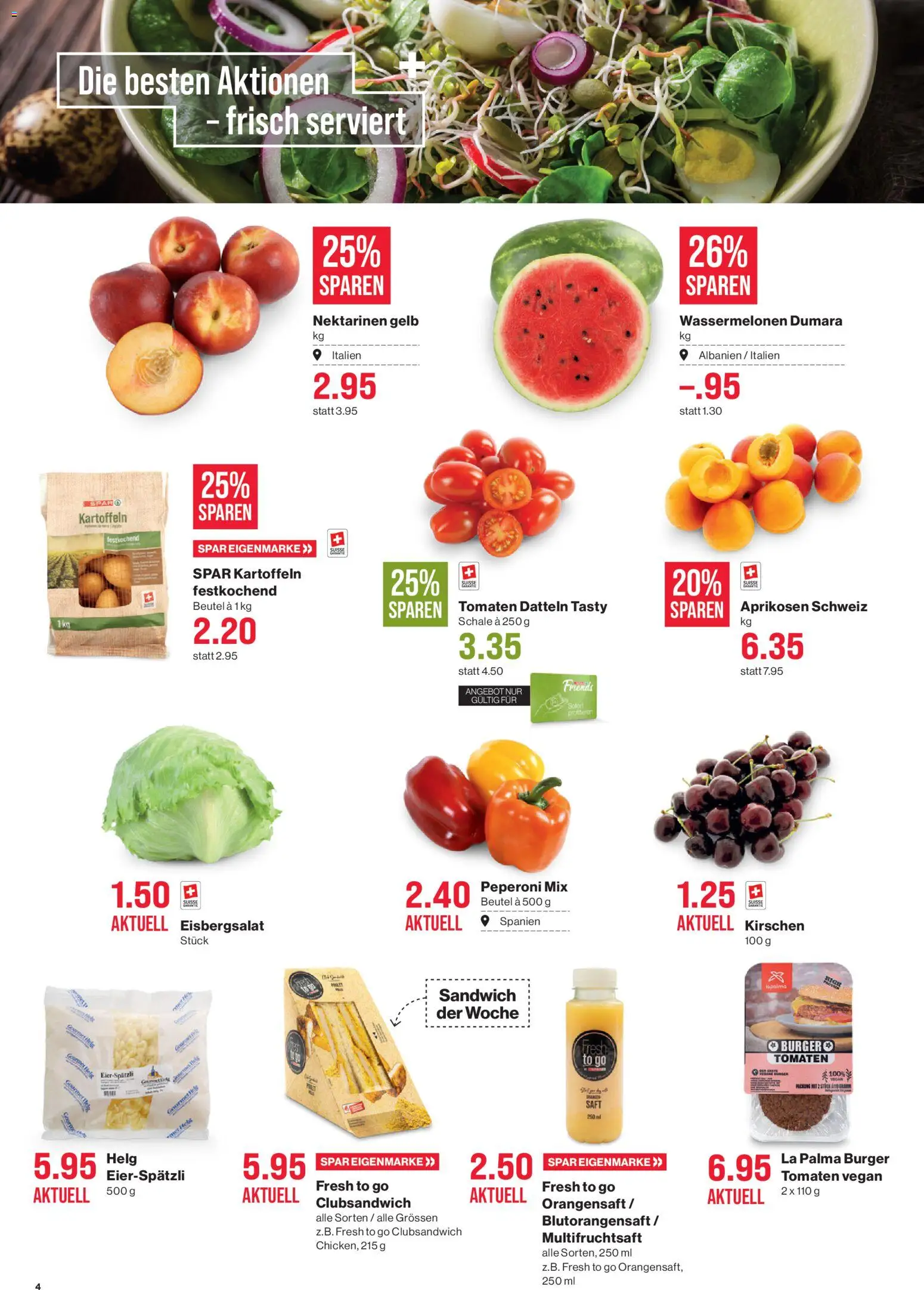 SPAR aktionen – gültig ab 16.07.2026 | Seite: 4 | Produkte: Orangensaft, Kirschen, Saft, Kartoffeln