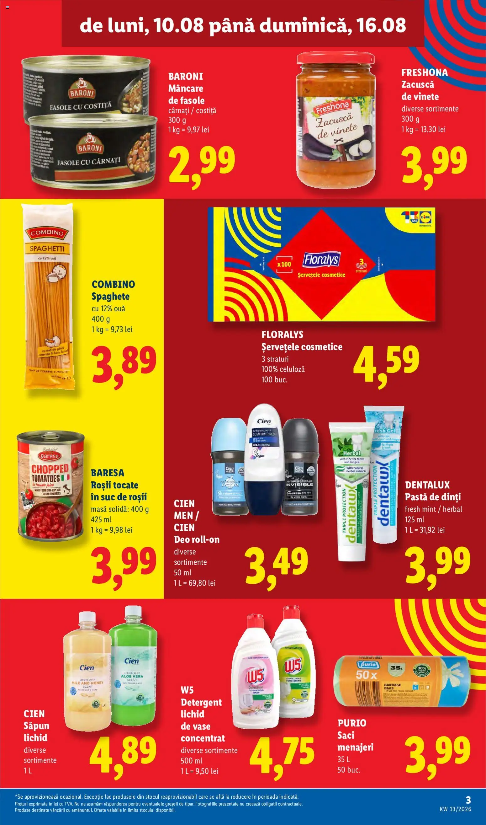 Noul catalog Lidl – valabil de la 10.08.2026 | Pagină: 3 | Produse: Cien, Masă, Deodorant, Detergent